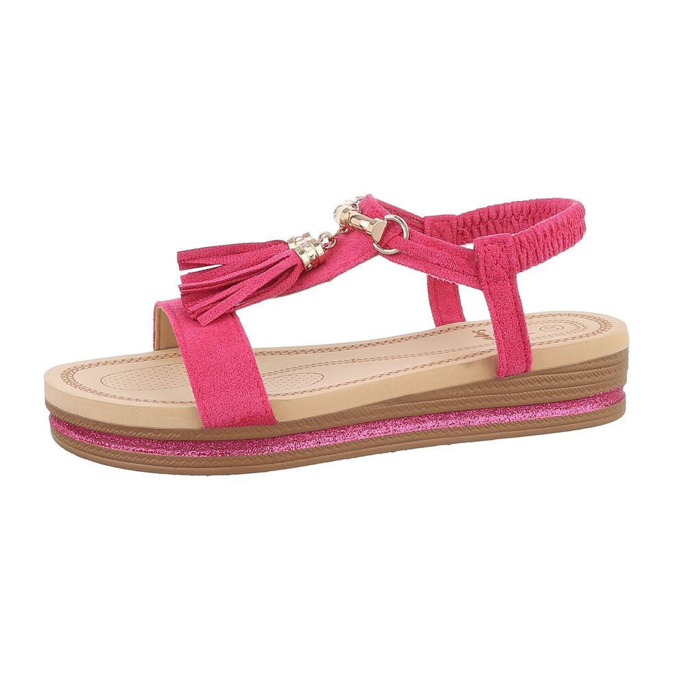 Ital-Design Damen Freizeit Riemchensandalette (85960267) Keilabsatz/Wedge Keilsandaletten in Pink