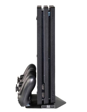 Hama Hama Lade-Station Ständer Stand Docking Charger für Sony PS4 Slim Pro Controller Playstation 4 DualShock 4 Playstation-Halterung, (Set, 2-tlg., 2-Teilig, mit LED-Beleuchtung, Rutschfest)