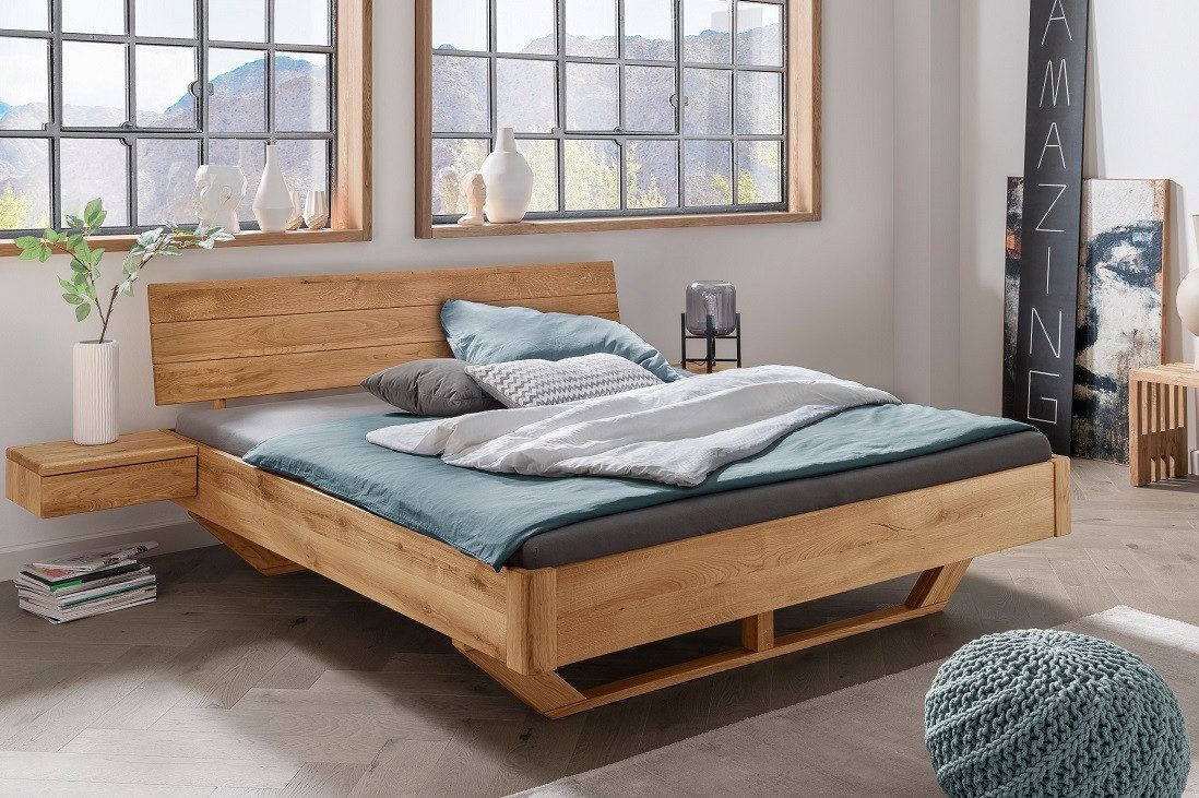 Main Möbel Massivholzbett Doppelbett 'Mona' 200x200cm Wildeiche geölt – Bild 4 von 5