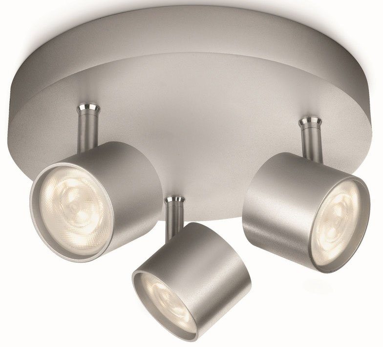 Philips Deckenspot Star, LED fest integriert, Warmweiß, myLiving LED Spot  3flg. 1500lm, Aluminium