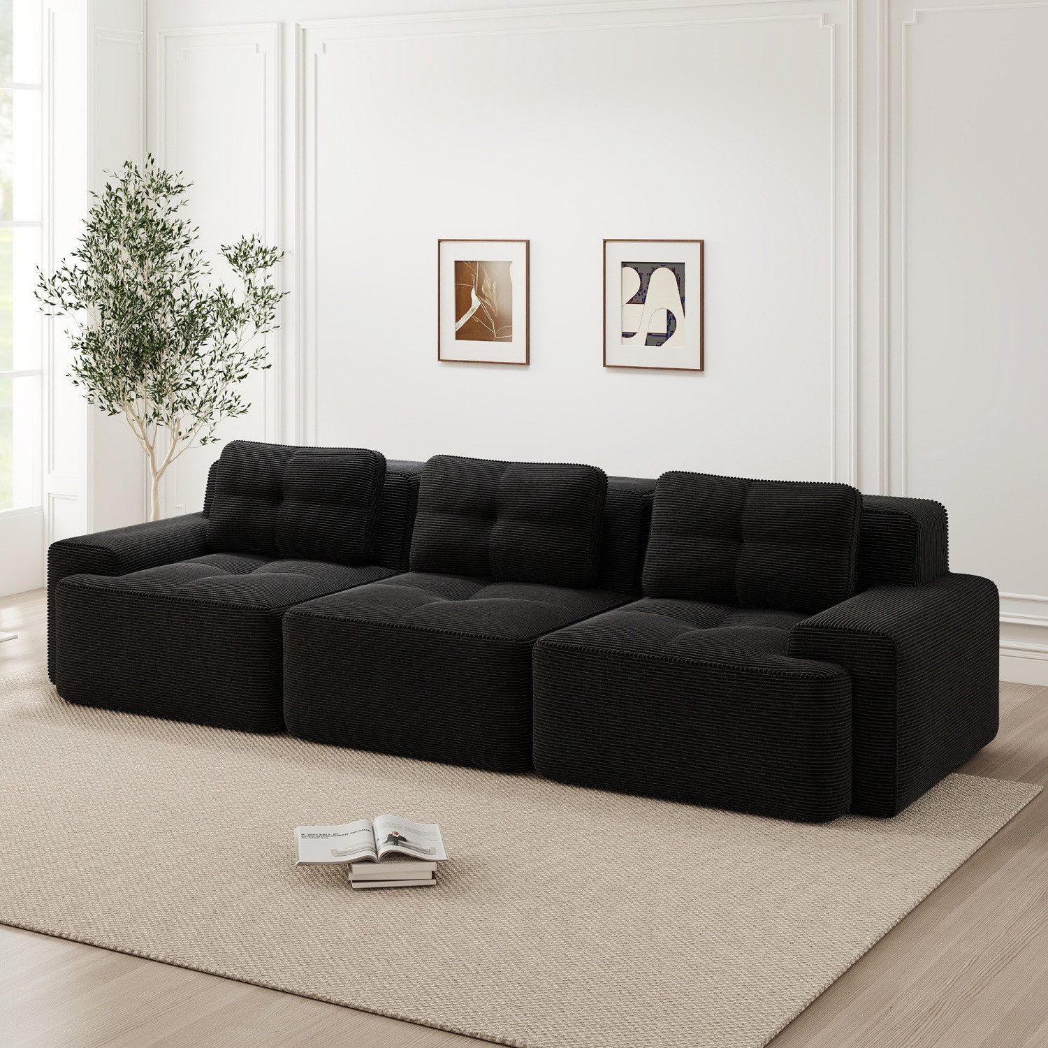 ANYSUN Sofa Cloud Modulsofa Boneless Sofa, Modulares Ecksofa, Bequeme Corduroy-Cloud-SofaSofas, 3-Sitzer Tiefsitz, Polsterung für Wohnzimmer, Schlafzimmer und Heimkino