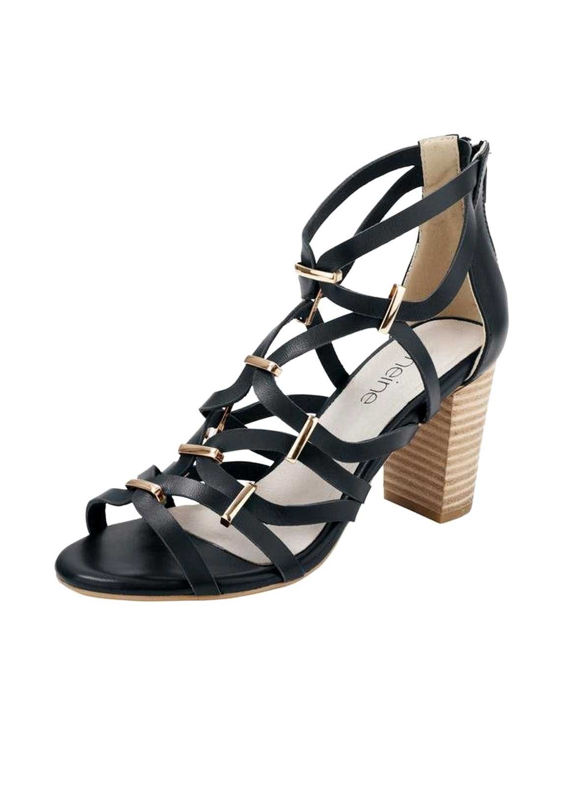 Damen HEINE heine schwarz Sandalette Leder-Sandalette,