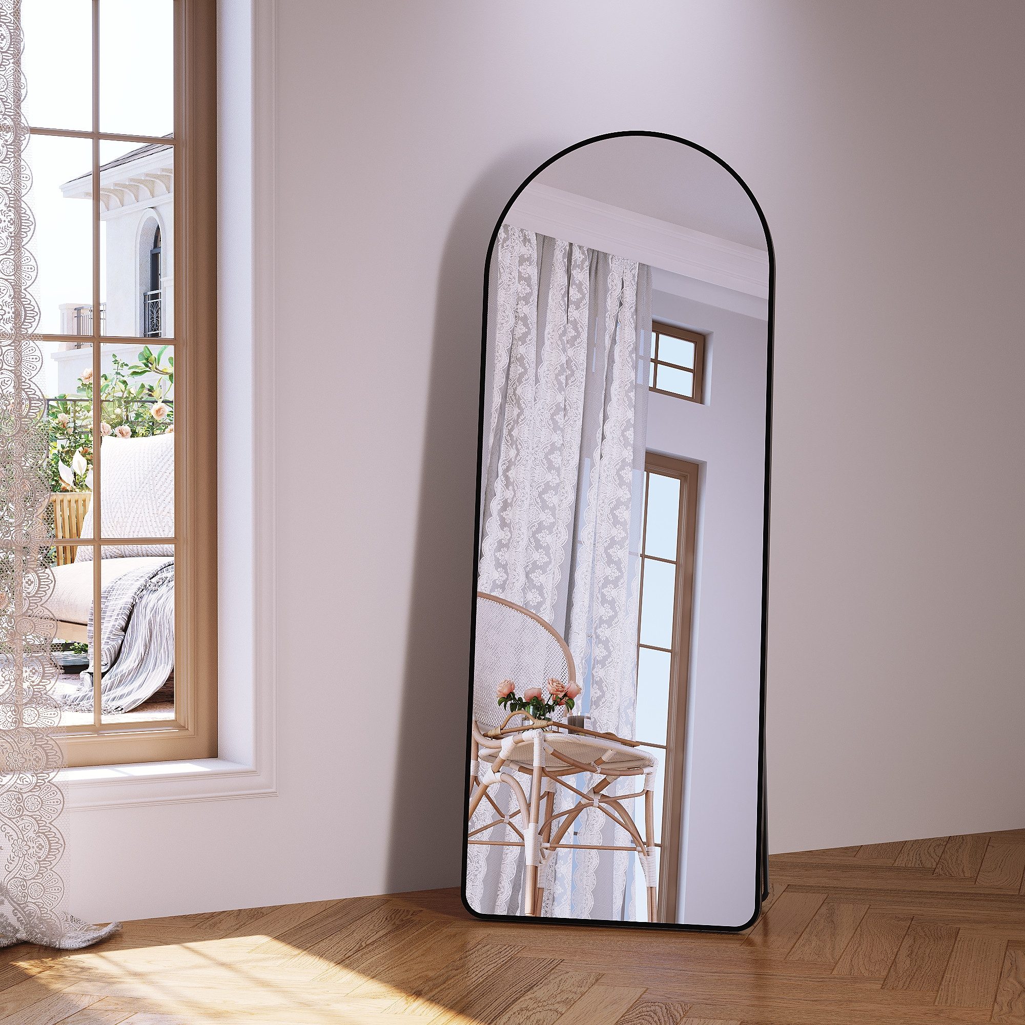 SONNI Wandspiegel 160x60 cm schwarzer Schminkspiegel günstig online kaufen