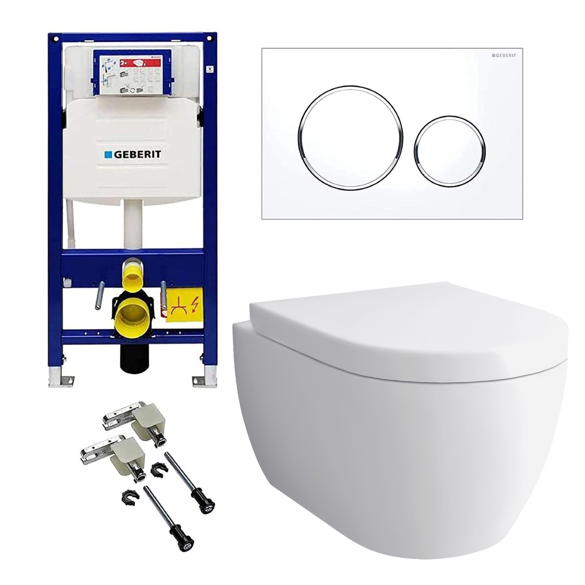 Alpenberger WC-Komplettset - Toilette mit Spülkasten - Vorwandelement WC Set Komplett Geberit, Wandmontage, (Mit Drückerplatte und Bausatz Wand WC mit Bidet Funktion), Dusch WC mit WC Sitz mit Absenkautomatik
