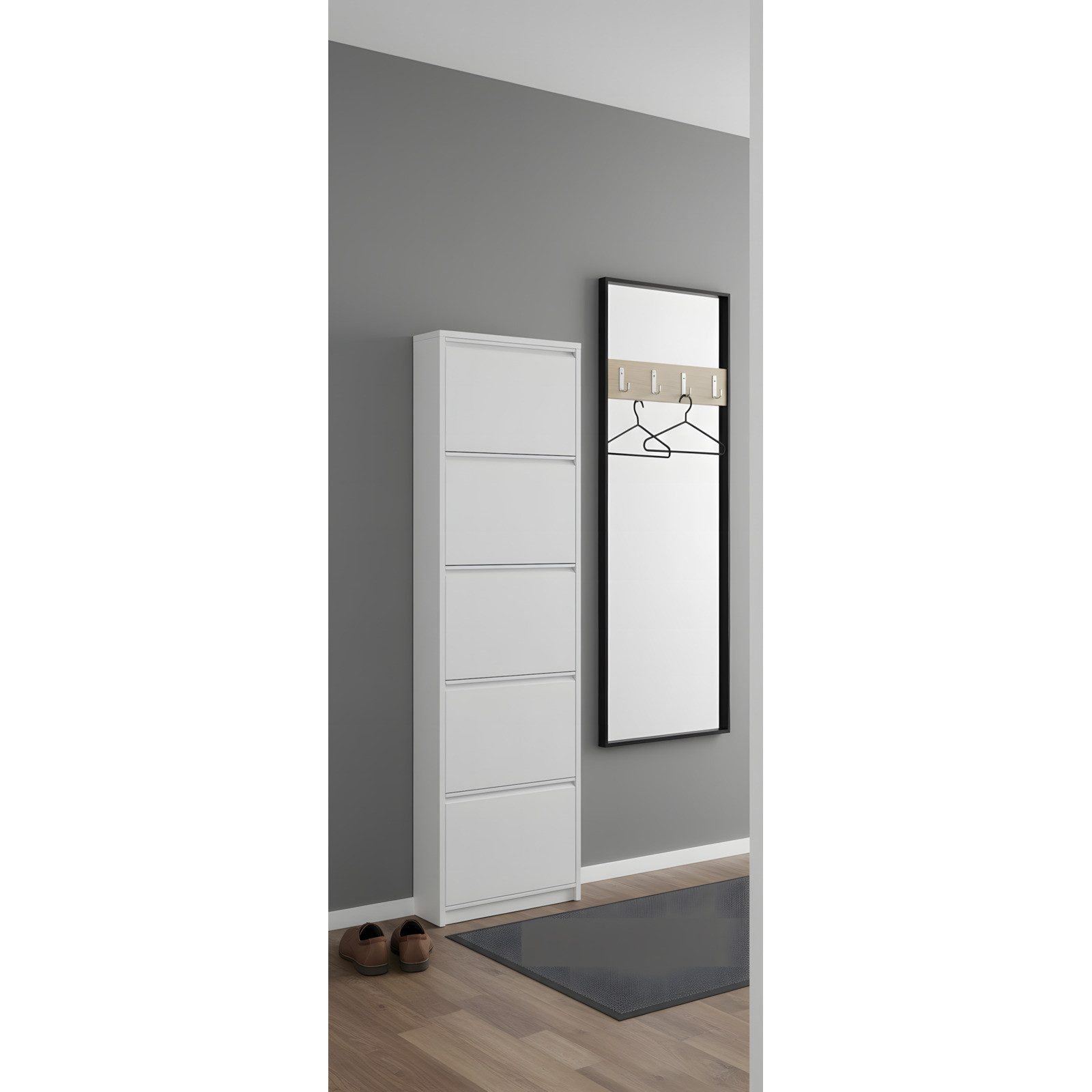 ebuy24 Schuhschrank Pisa Schuhschrank mit 5 Klappen/ Türen in Metall w