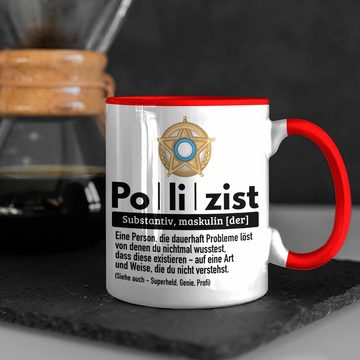 Trendation Tasse Polizist Tasse Geschenk Lustiger Spruch Definition Bester Polizei
