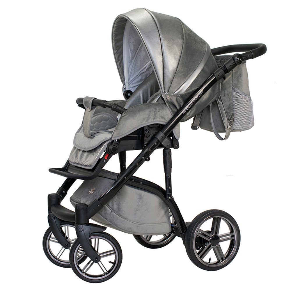 Farben 11 16 in Grau-Anthrazit-Dekor Teile Lux Kinderwagen-Set - in babies-on-wheels Vip Kombi-Kinderwagen 1 - 2