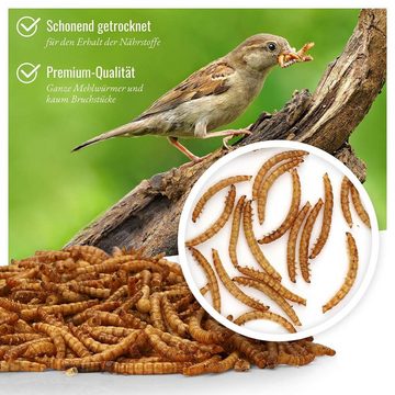 wildtier herz Vogeltränke Edel Mehlwürmer getrocknet 5L für Vögel und Igel 800g, 800 G (1er Pack)