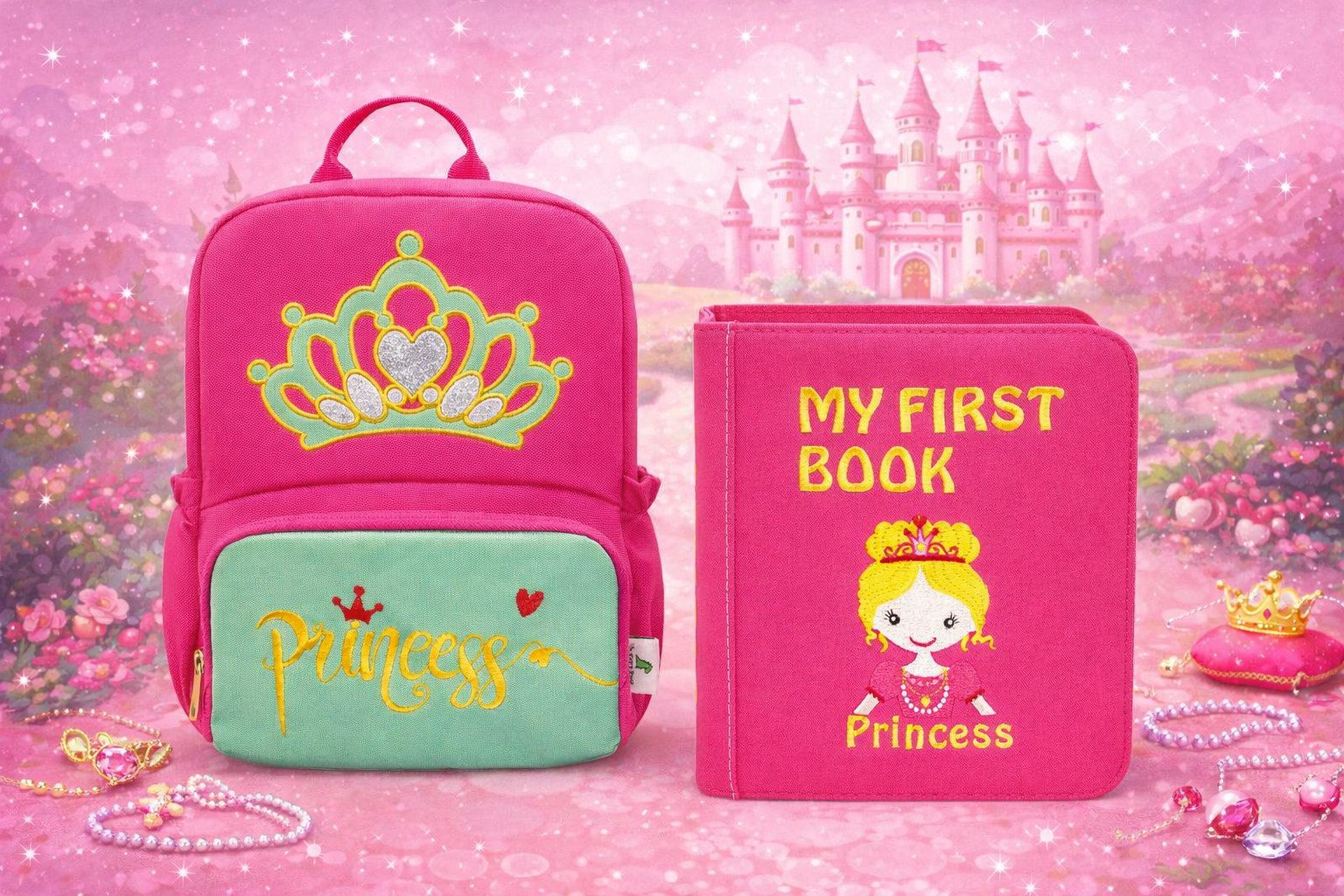 My First Book Lernspielzeug Montessori Quiet Book, Princess, Sensorik, Set inkl. Rucksack, Busy Book, Beschäftigung ab 1 Jahr, Reisespielzeug, Geschenk