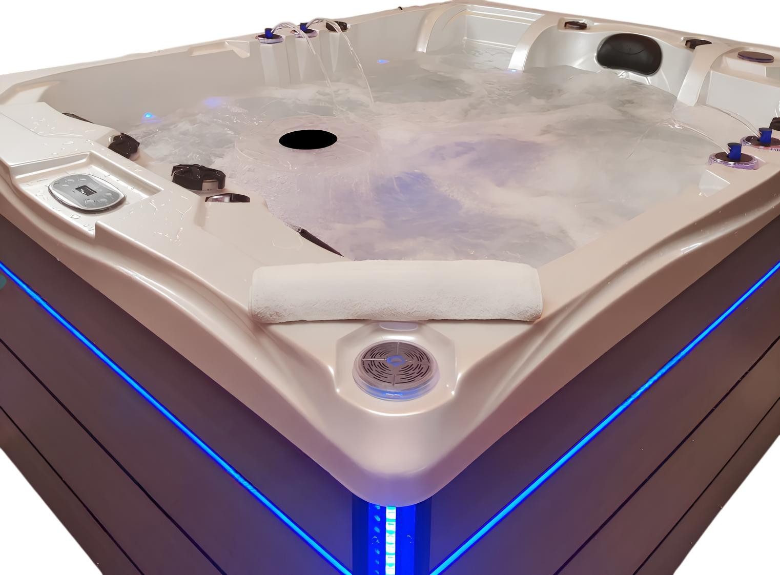 JVmoebel Whirlpool-Badewanne Whirlpool Spa Pool in Weiß mit Massagedüsen und Blubberbad, Made in Europe
