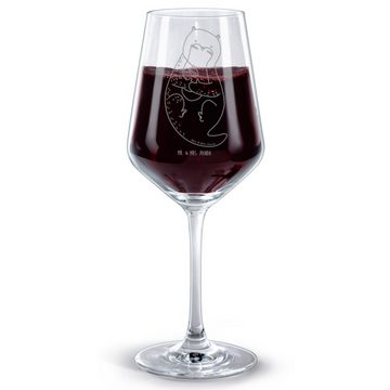 Mr. & Mrs. Panda Rotweinglas Otter Muschel - Transparent - Geschenk, Fischotter, Tagträumen, Weing, Premium Glas, Spülmaschinenfest