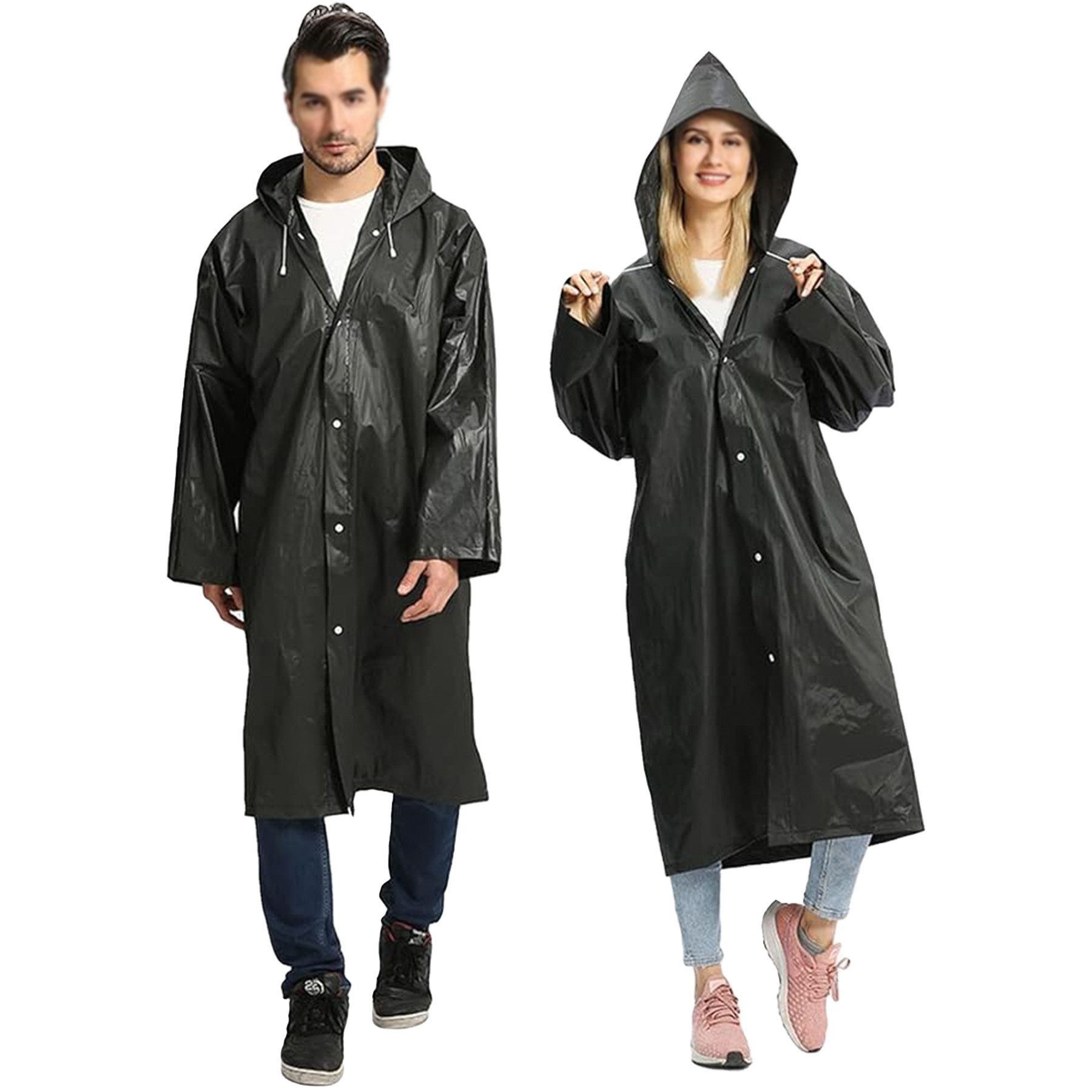Mutig Regenjacke Regenponcho, Unisex Wiederverwendbar, 2 Stück Tragbarer Regenmantel (PEVA Wasserdicht Regencape Atmungsaktiv Regenjacke, Reisen, Wandern, Radfahren, Camping) für Outdoor-Aktivitäten,wie Bergsteigen,Wandern, Picknick,Angeln