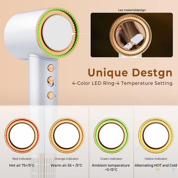 UKLISS Haartrockner mit Intelligent Touch Handle, Rotierender Magnetdüse, 1400,00 W, mit 200 Millionen Negative Ionen, 110.000 U/MIN Bürstenloser Motor