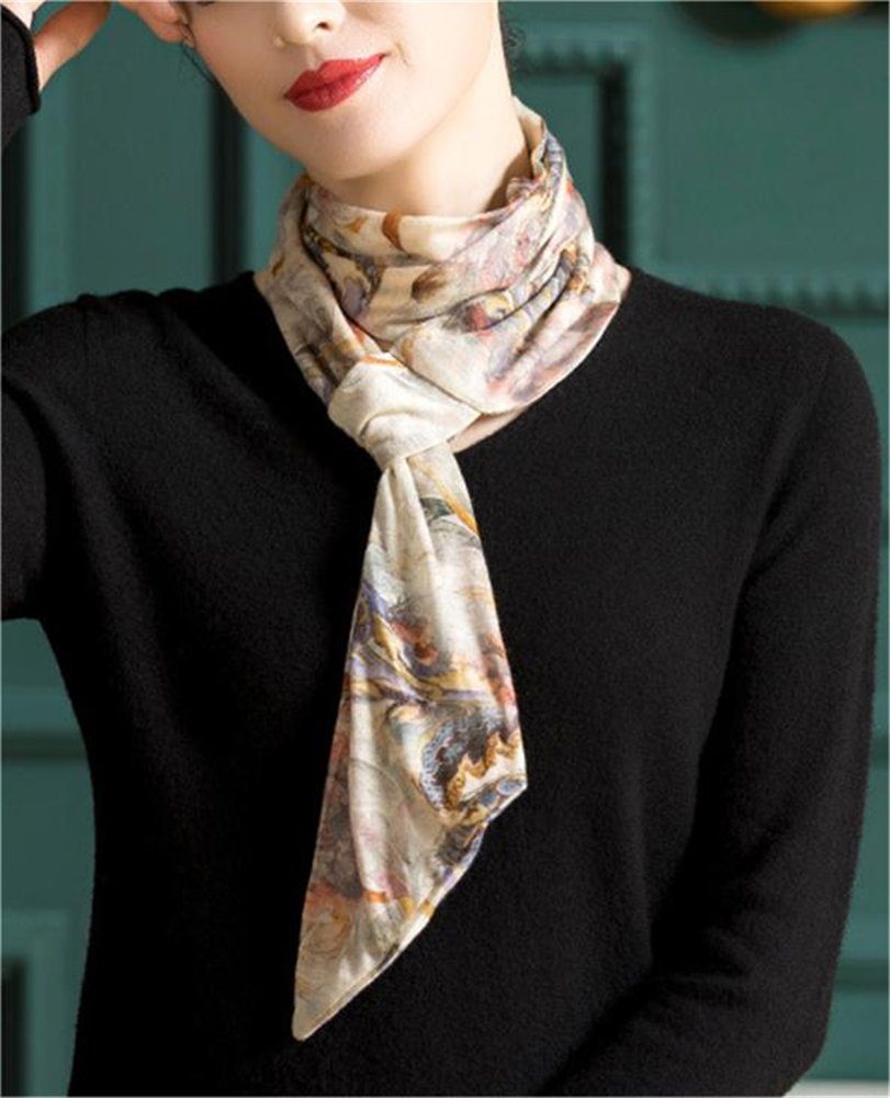 Rouemi Modeschal Damen Loop Warmer Schal, bedruckter Kurzschal, winddicht und warm Aprikose