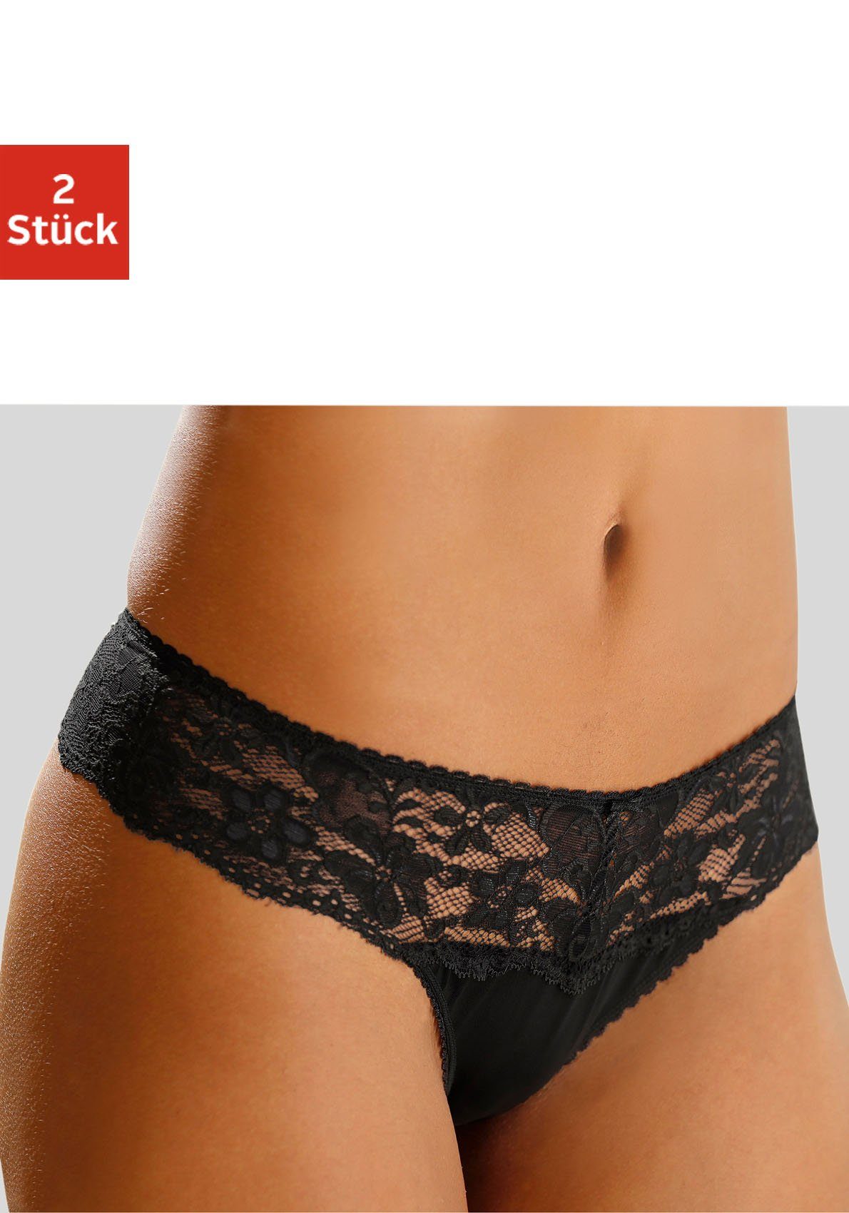 Nuance by Lascana String mit breitem Spitzenband, als Dessous-Set kombinierbar (Packung, 2 Stück) sexy Dessous, sexy Unterwäsche
