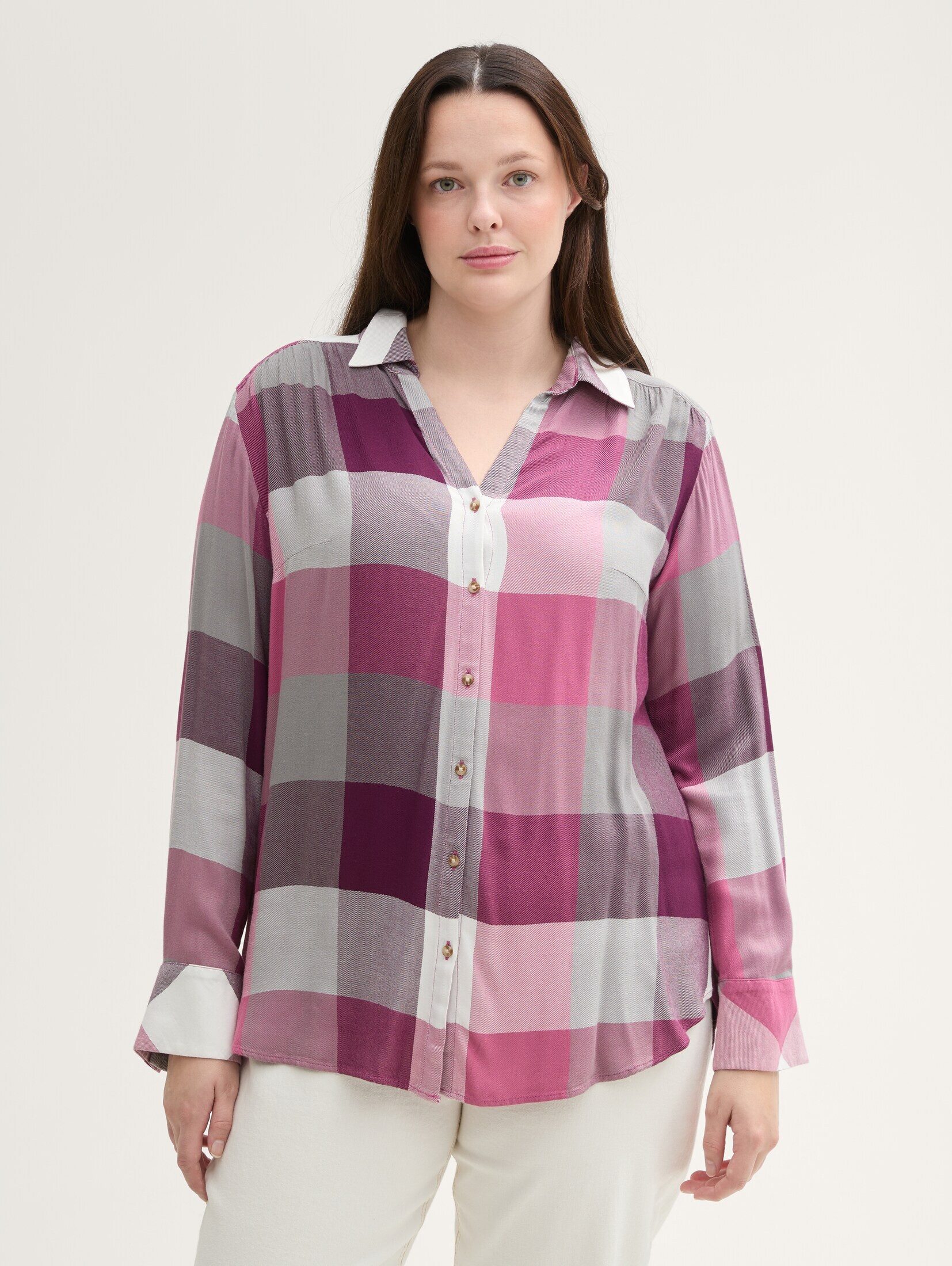 Langarmbluse Plus Size - Bluse mit Karomuster