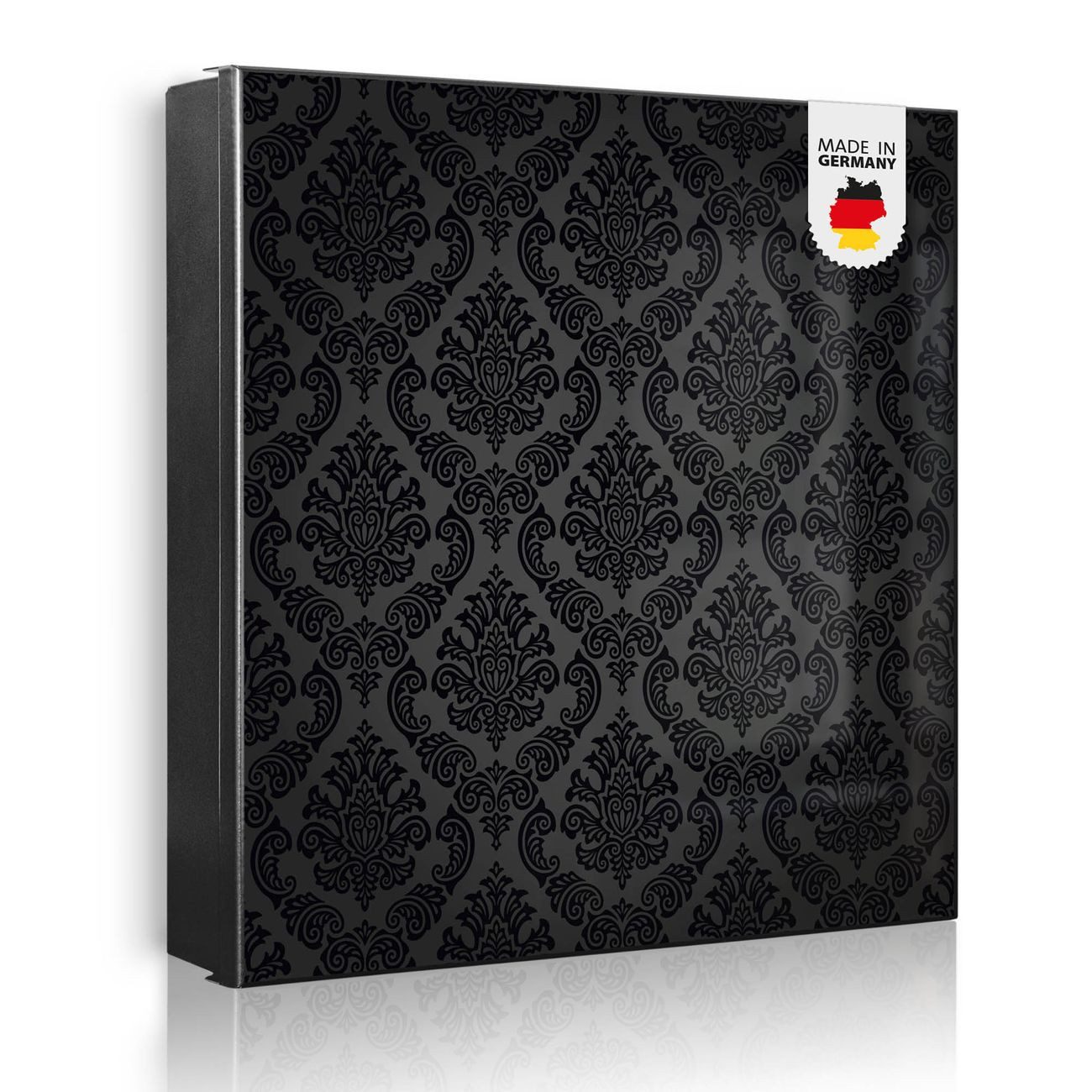 banjado Schlüsselkasten aus Metall mit Motiv Black Deluxe (Stahl Gehäuse, mit 32 Haken, beschreibbar & magnetisch), 30 x 30 x 5 cm