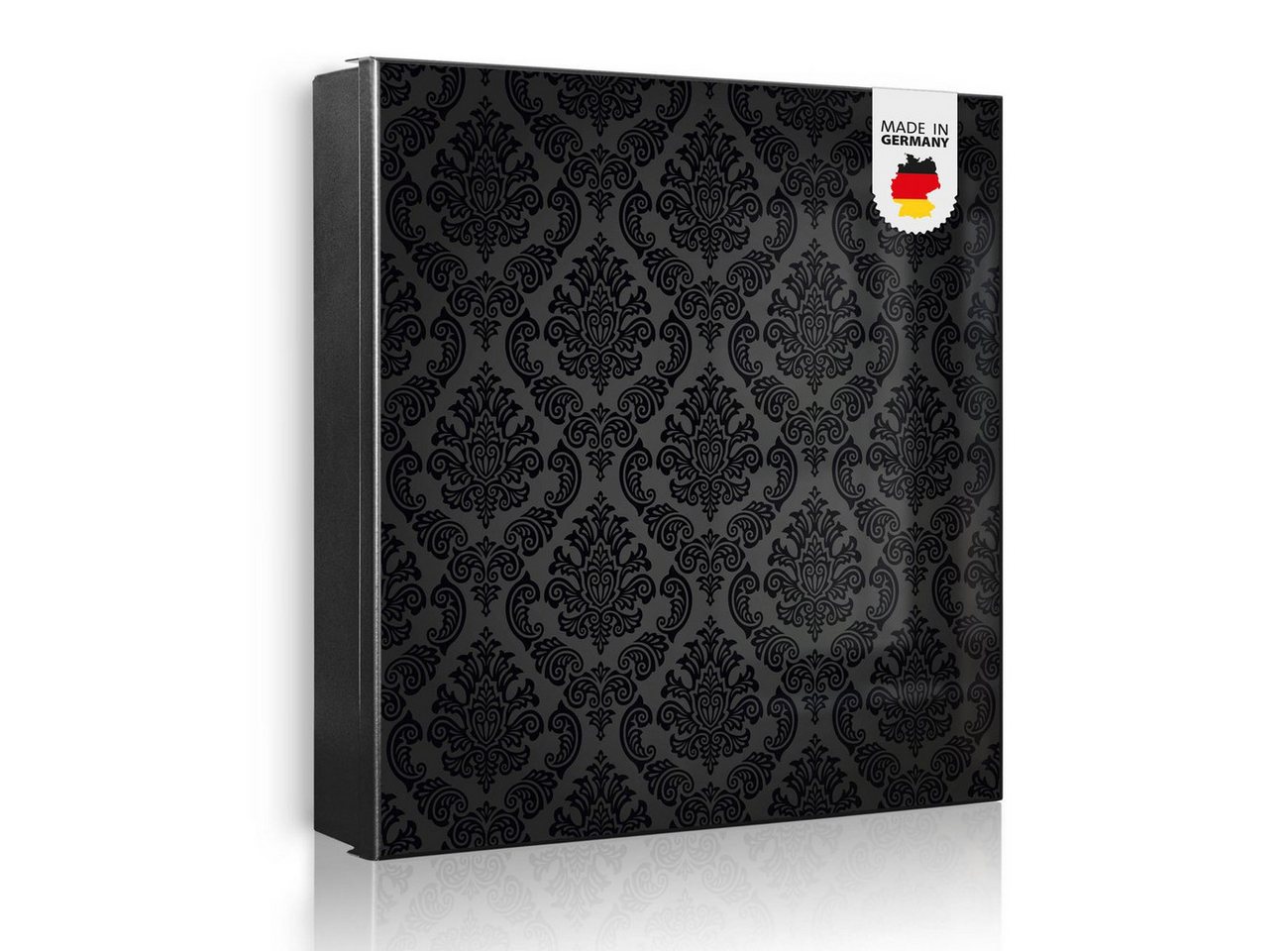 banjado Schlüsselkasten aus Metall mit Motiv Black Deluxe (Stahl Gehäuse, mit 32 Haken, beschreibbar & magnetisch), 30 x 30 x 5 cm
