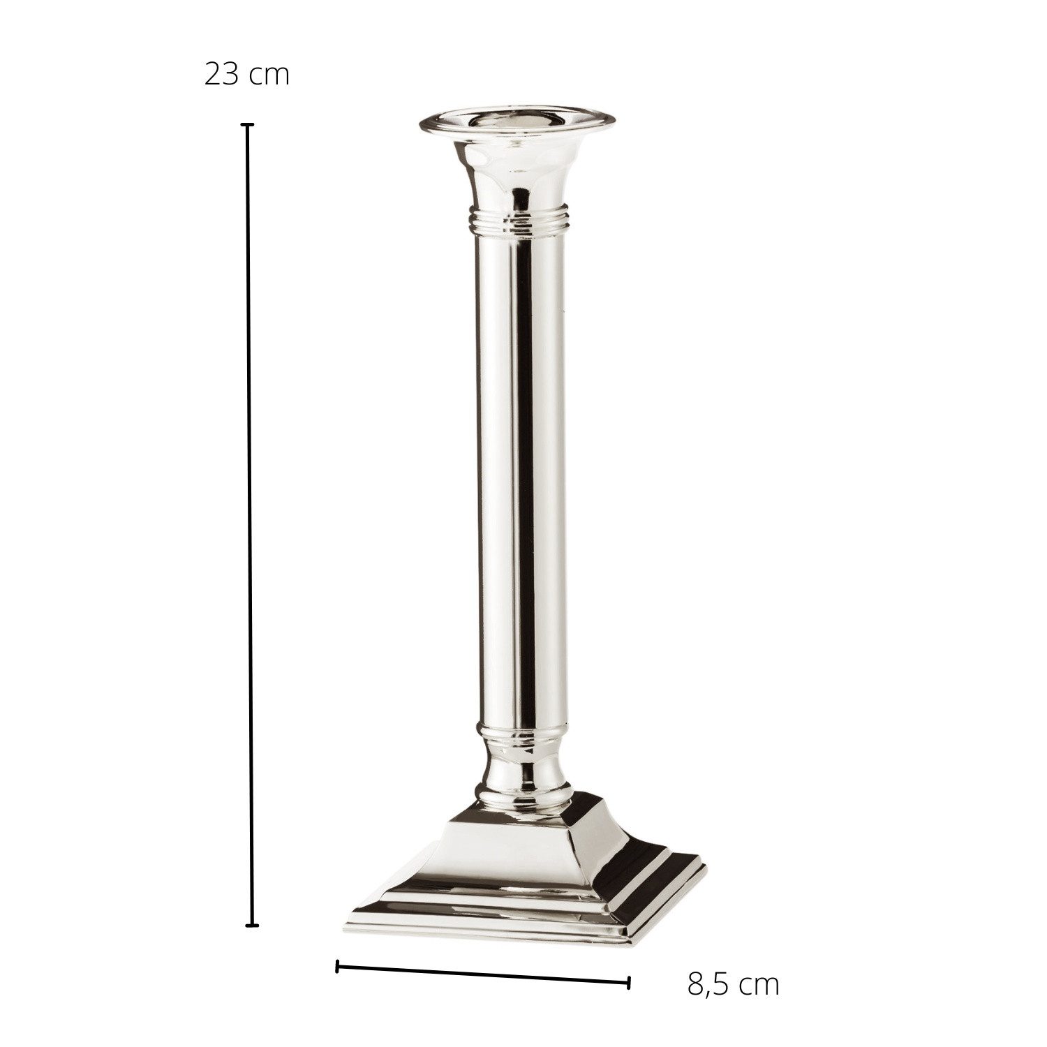 EDZARD Kerzenhalter Lincoln, Silber-Optik, für Stabkerzen, versilbert, anlaufgeschützt, H 23 cm