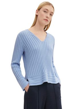 TOM TAILOR V-Ausschnitt-Pullover in gerippter Optik