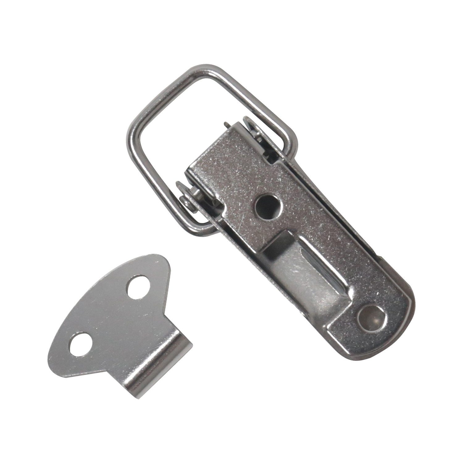 HMF Möbelbeschlag Edelstahl Spannverschluss mit Schlossöse (8 Stk., Set), Hebelverschluss 27 x 75 mm, Silber – Bild 4 von 5