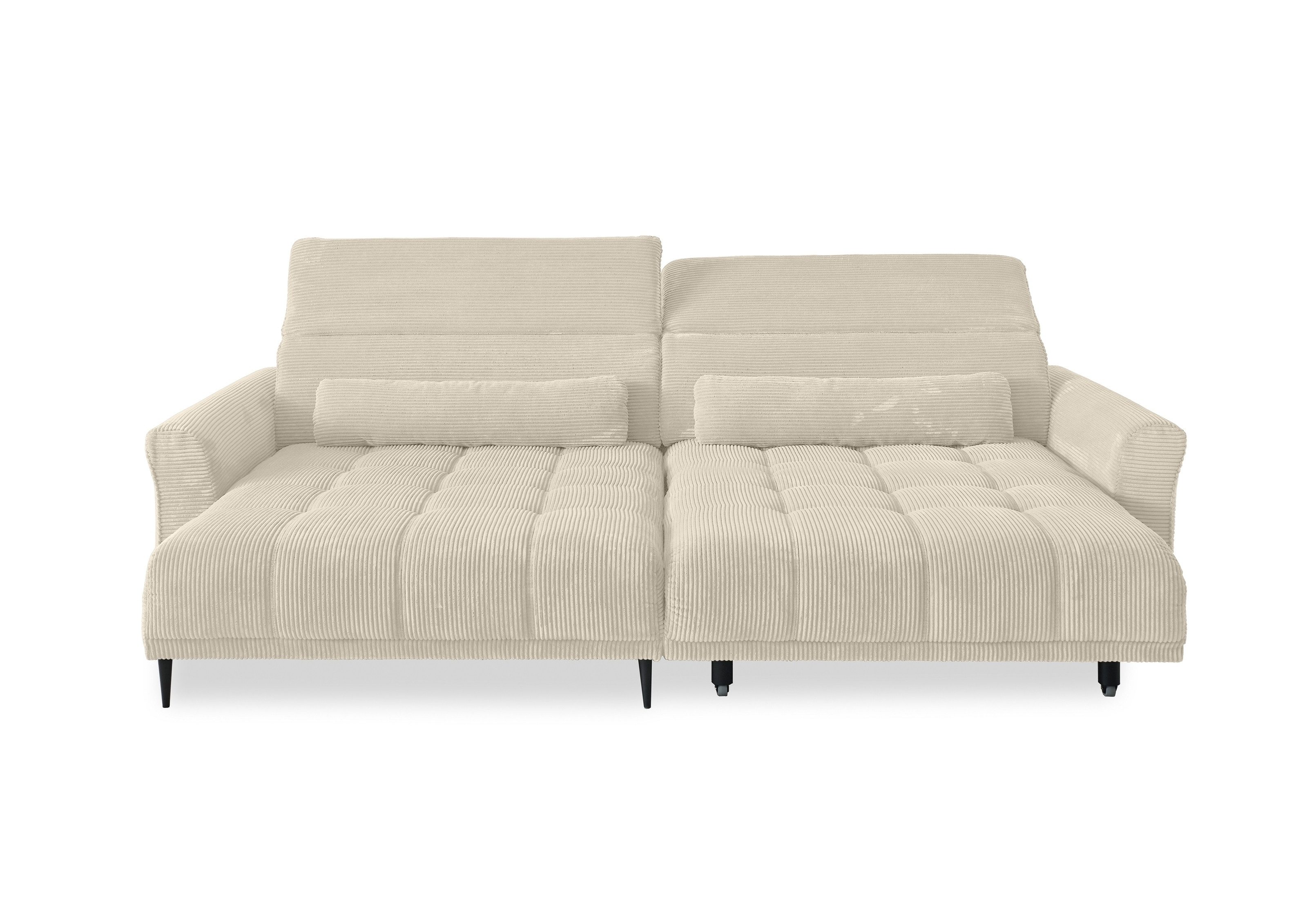 Iwaniccy Wohnlandschaft elektr. Sitzverstellung, 2 Kissen, Cord creme - 277x108x179cm (BxHxT)
