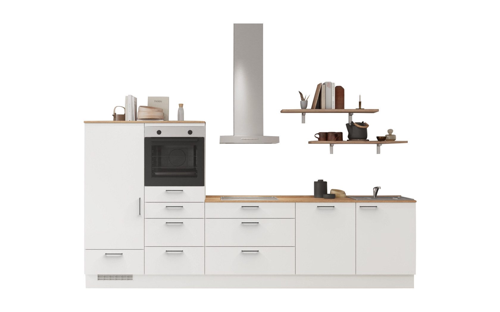 nobilia® Küchenzeile Vatten, individuell anpassbar, gratis Küchenplanung mit Profis, (Breite 330 cm), vormontiert, wahlw. mit E-Geräten, inkl. Lieferung