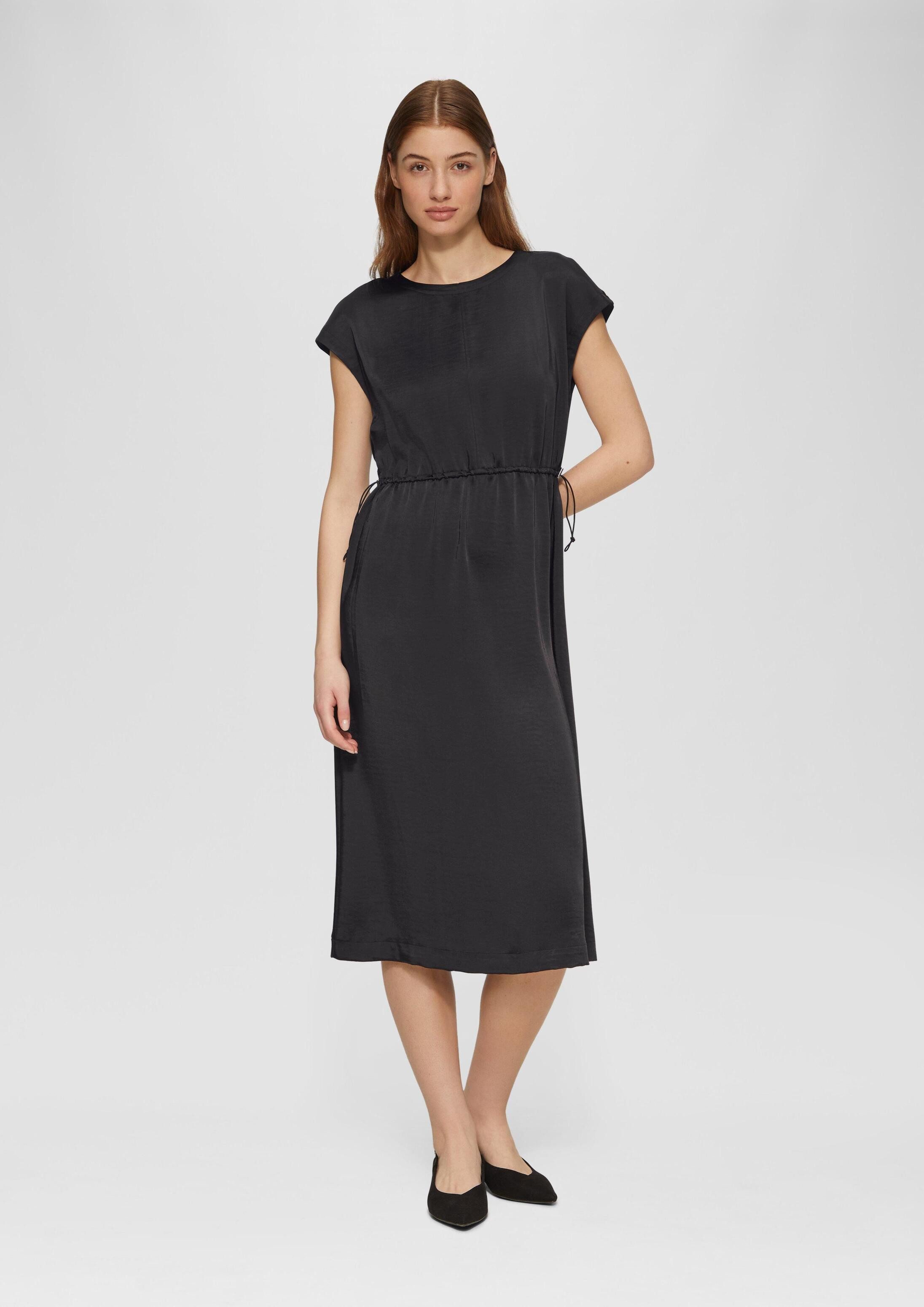 s.Oliver Midikleid Kleid Ärmelloses Satinkleid mit Taillenzug