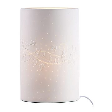 GILDE Tischleuchte GILDE Lampe Weihnachtsklänge - weiß - H. 28,5cm x B. 18cm x T. 10cm
