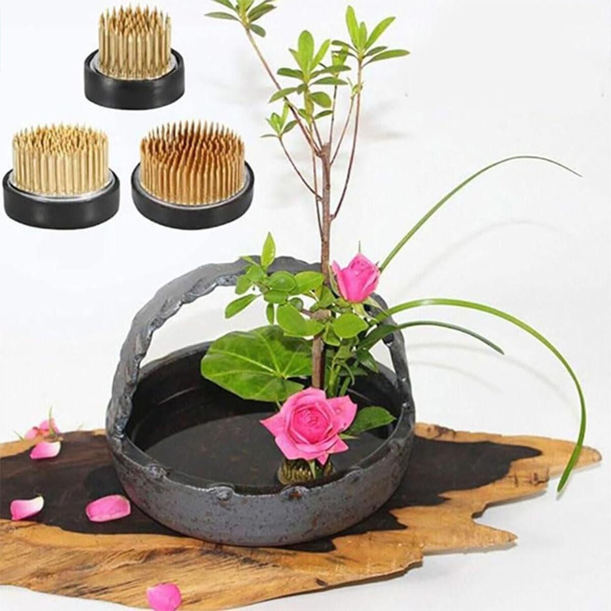 FELIXLEO Blumenständer Kenzan Blumenigel Rund Edelstahl für Ikebana Arrangements (4 St) – Bild 3 von 5