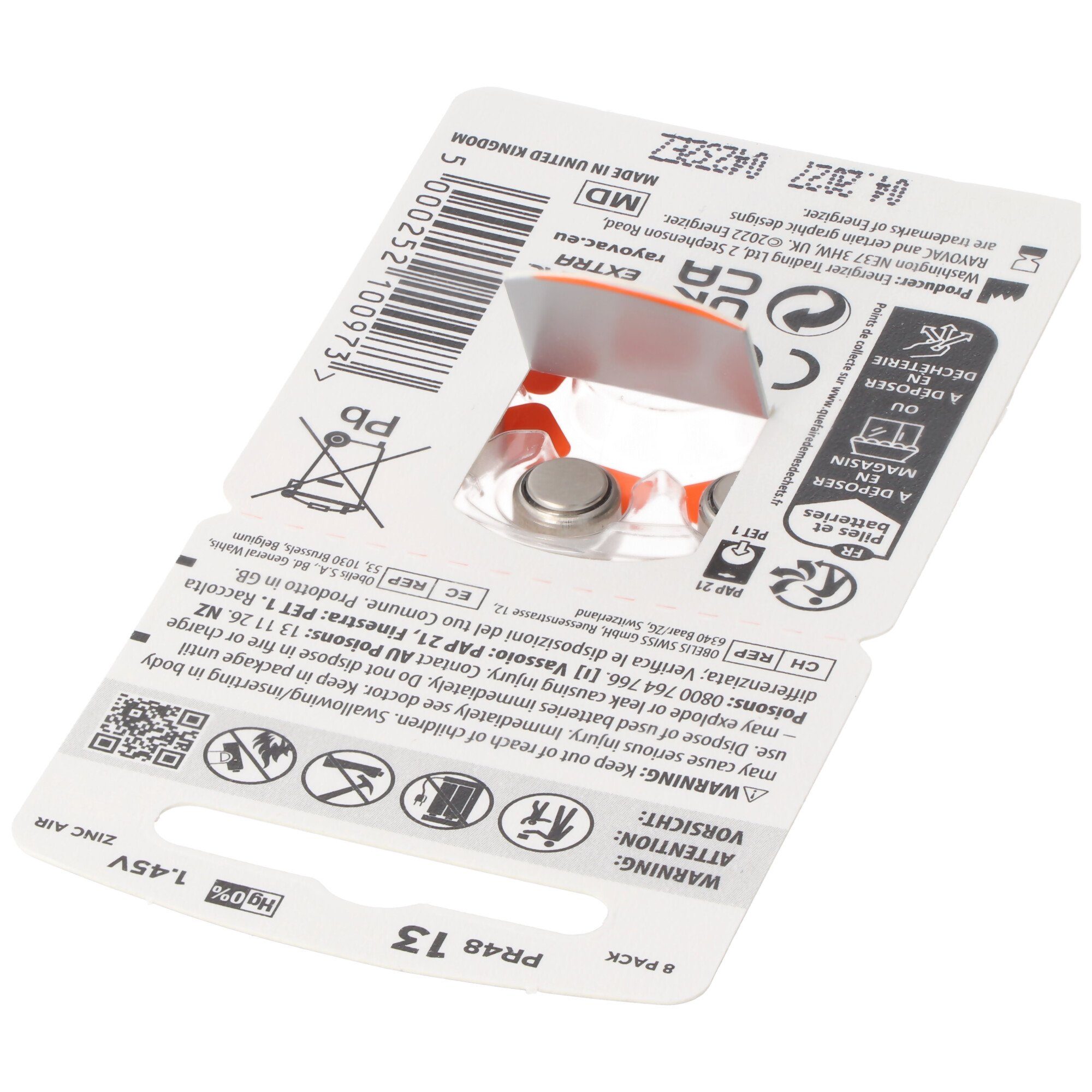 RAYOVAC Rayovac HA13 PR48 Hörgeräte Batterien Extra Advanced 8er Sparpack 6 Batterie, (1,5 V)