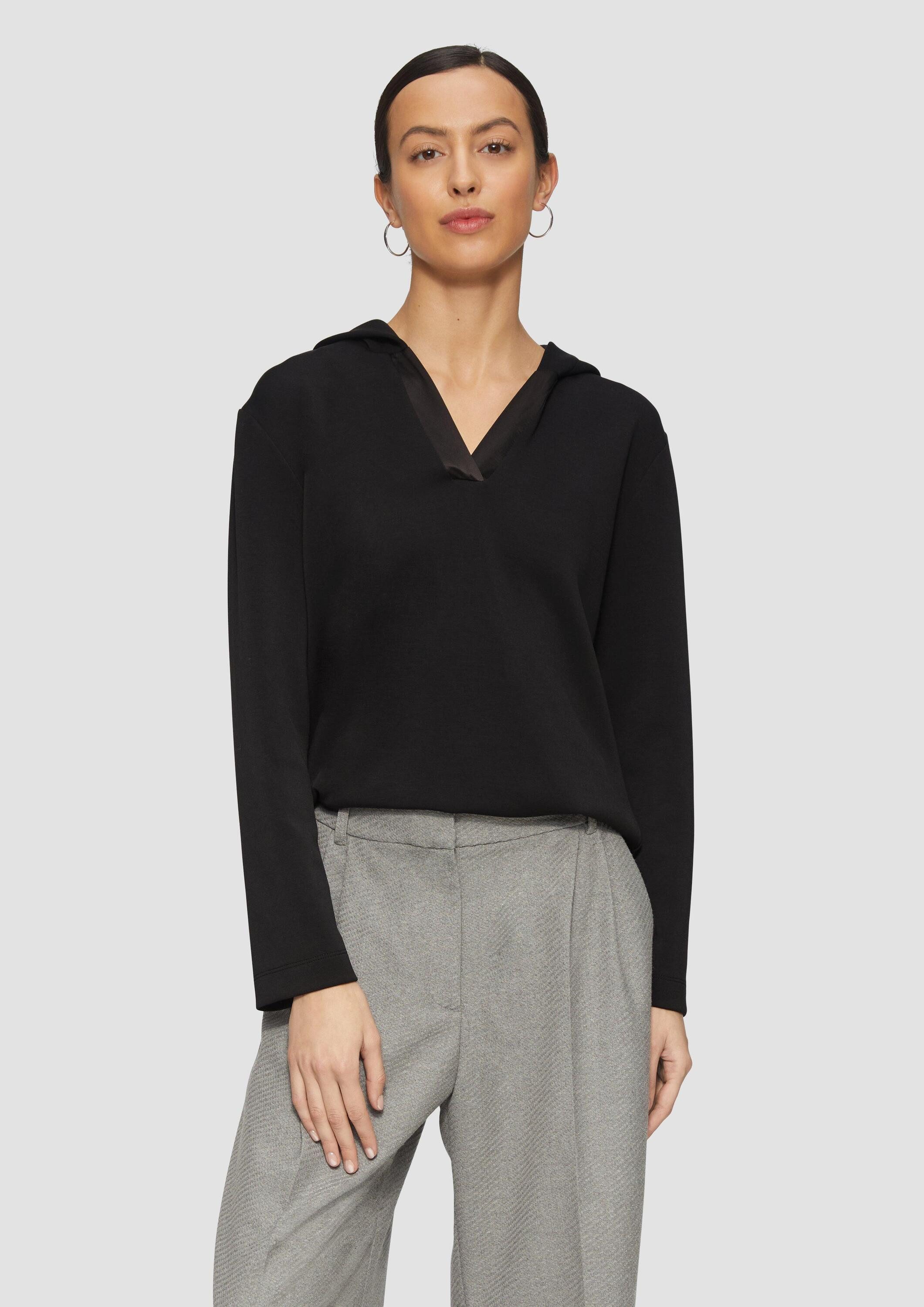 s.Oliver Sweatshirt Sweatshirt Kapuzenshirt aus Sweat mit Satin-Details