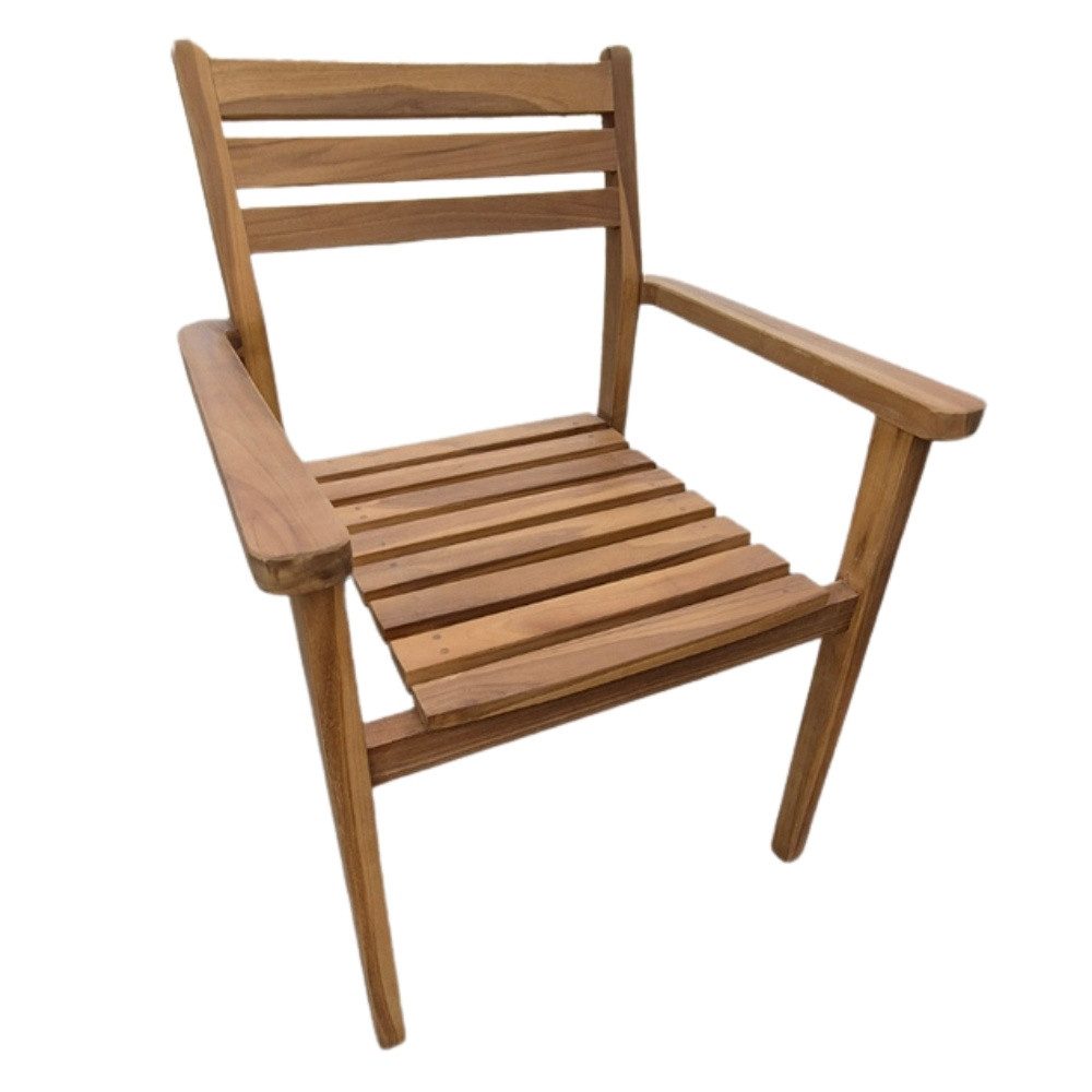 LebensWohnArt Stuhl 2er Set Teakstuhl MICA - stapelbar - Teakholz für Terrasse Balkon