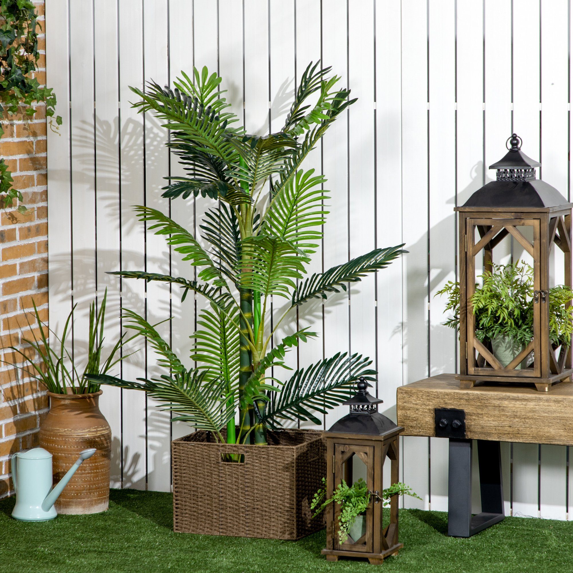 Kunstpflanze Künstliche Palme mit Zementfüllung, HOMCOM, günstig online kaufen