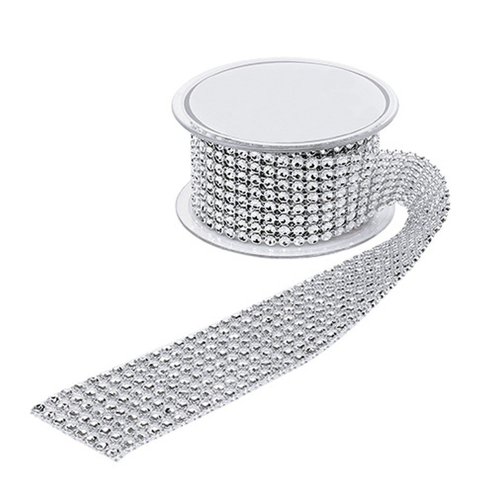 Mabella Decorbänder GmbH Dekoband Dekoband Silber Strasseffekt 40mm 2m Hochzeit Weihnachten DIY