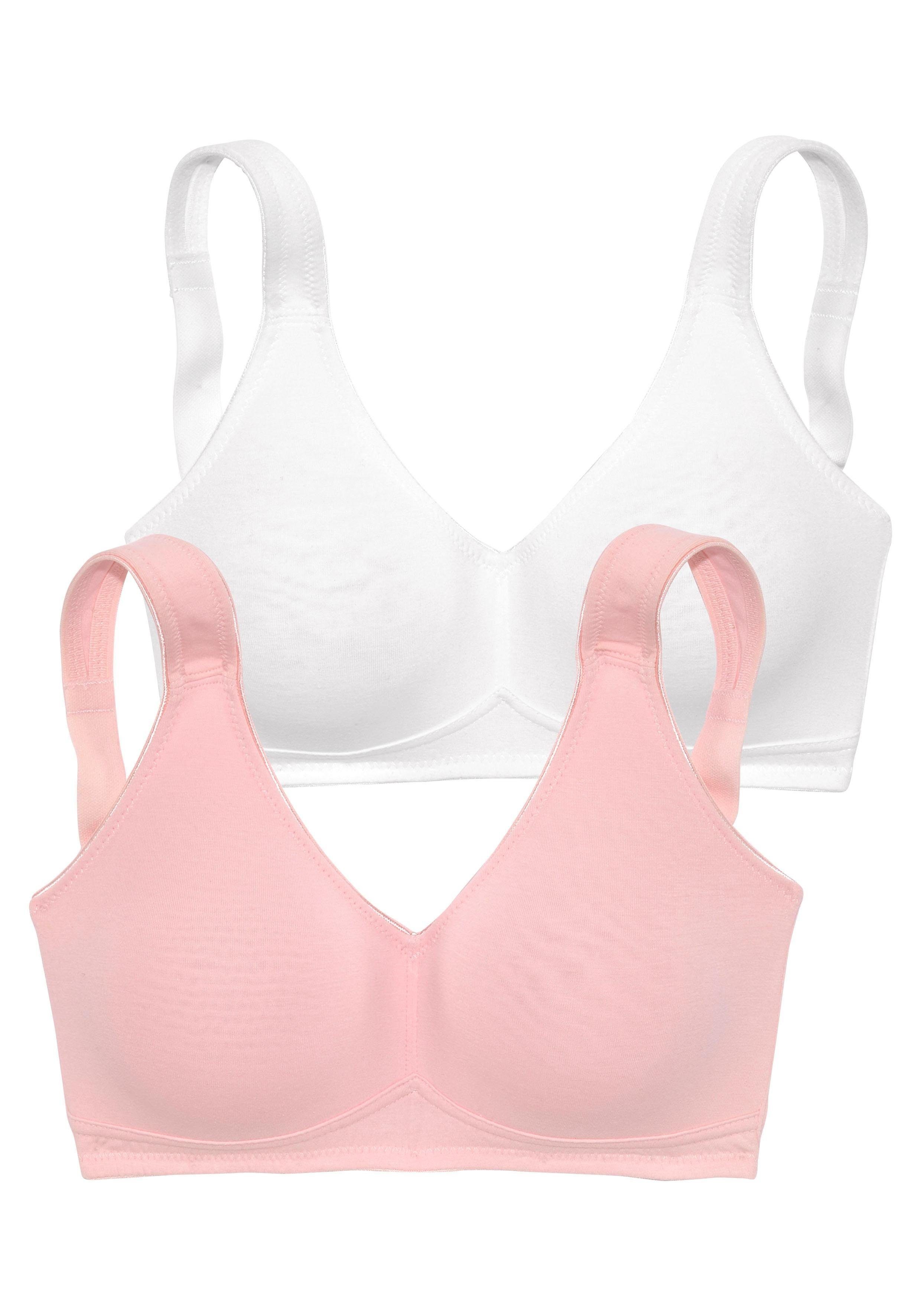 petite Stück) (Packung, rosa+weiß weicher aus fleur Bügel, 2 ohne Dessous Baumwolle, Basic Soft-BH