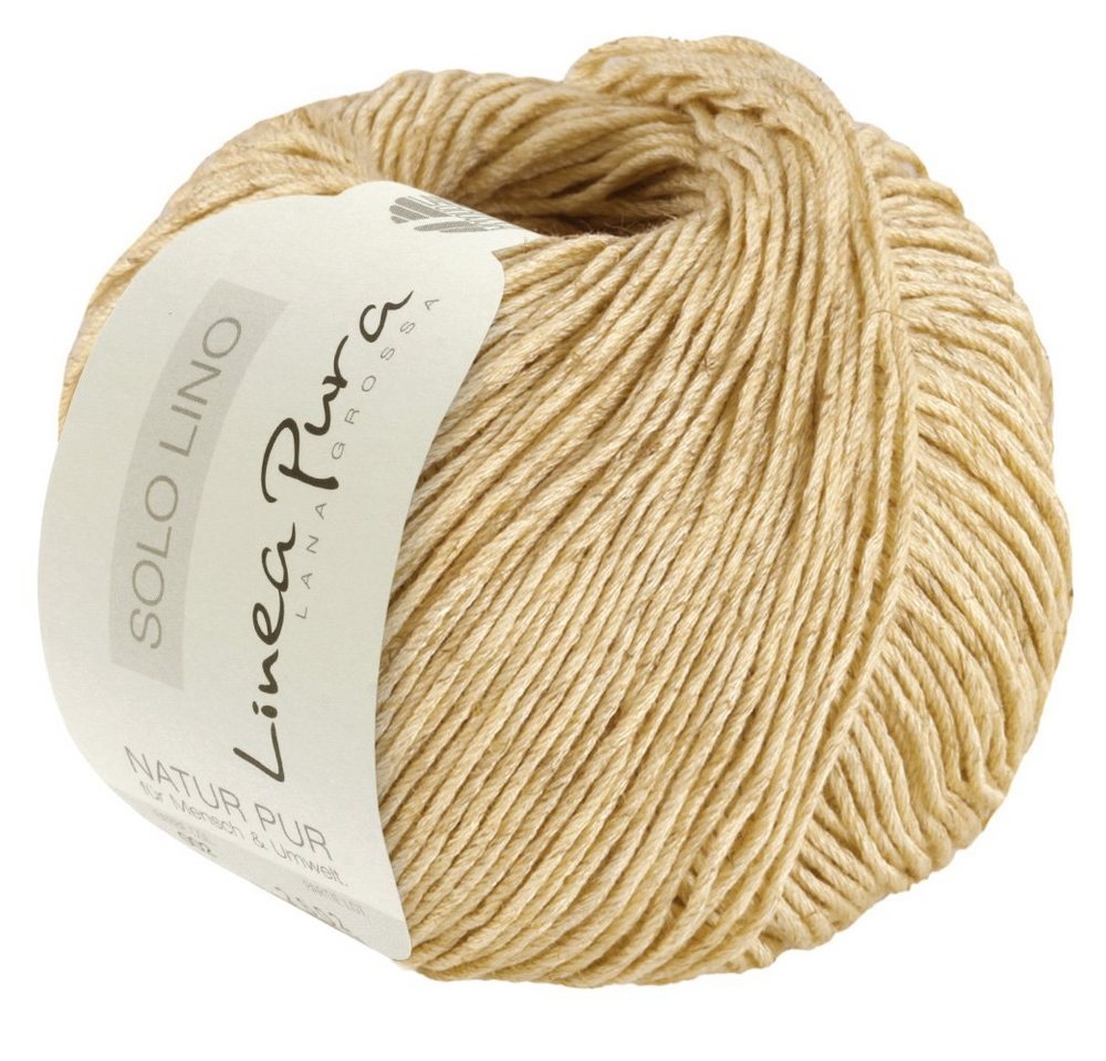 LANA GROSSA SOLO LINO Linea Pura Häkelwolle, 120 m (Leinengarn aus 80 Prozent recycelten Fasern), 50 g