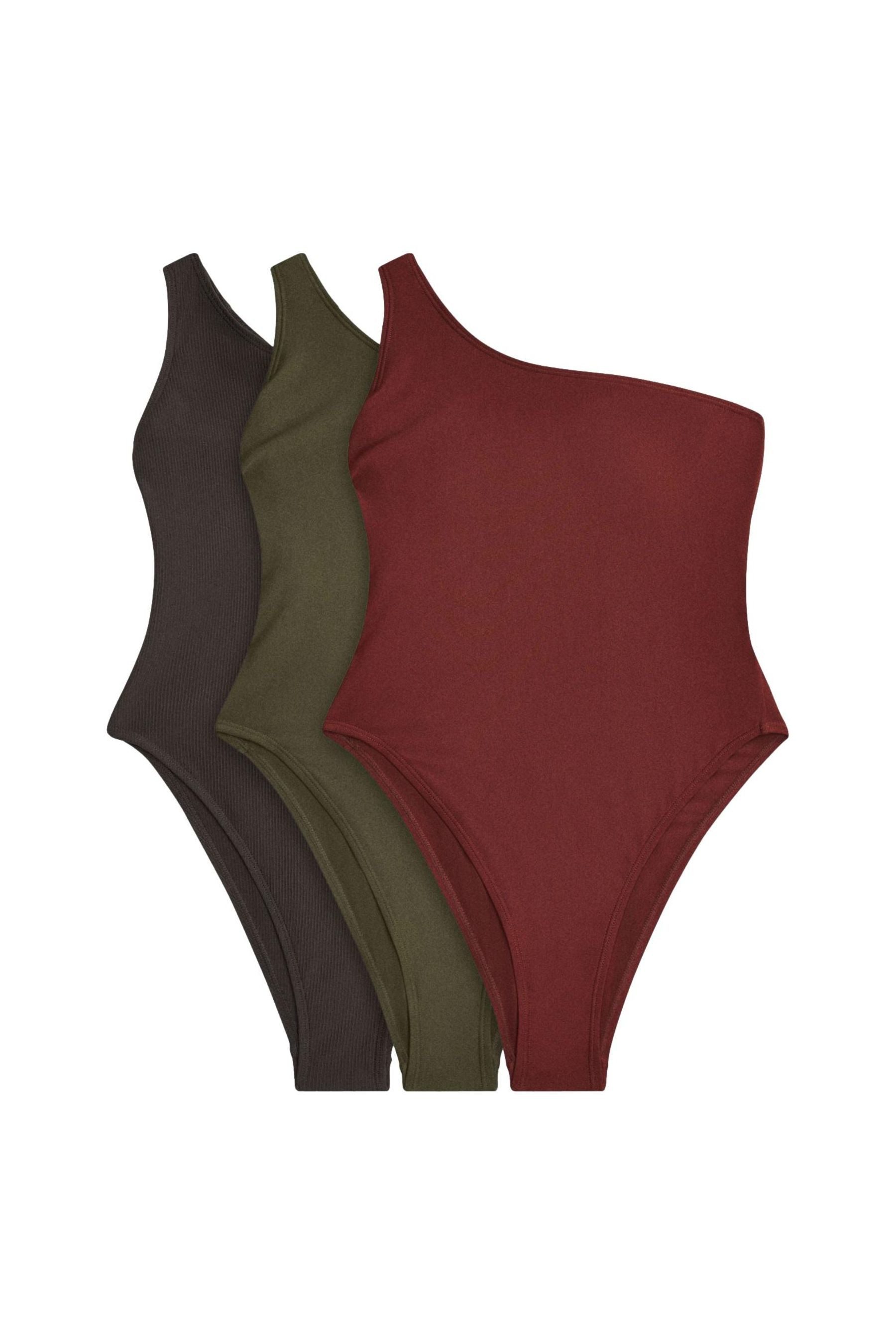 The Set Badeanzug The Set One-Shoulder-Badeanzug, 3er-Pack (3-St)