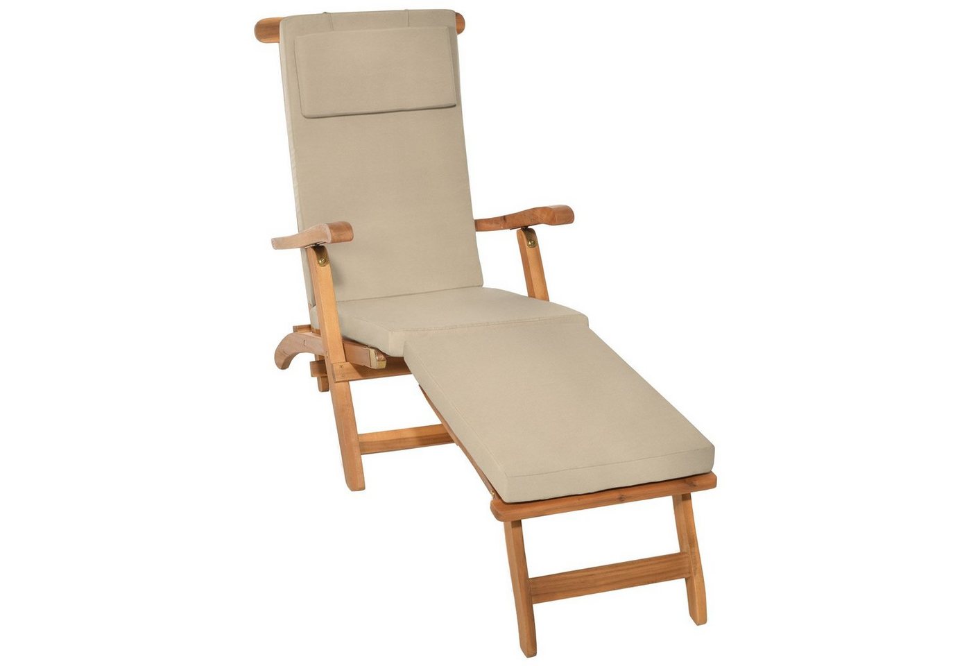Beautissu Polsterauflage Luxus Deckchair Auflage LoftLux DC, 175x45x5cm, Natur, Polsterauflage für Liegestuhl Gartenliege Polster Bezug Abnehmbar