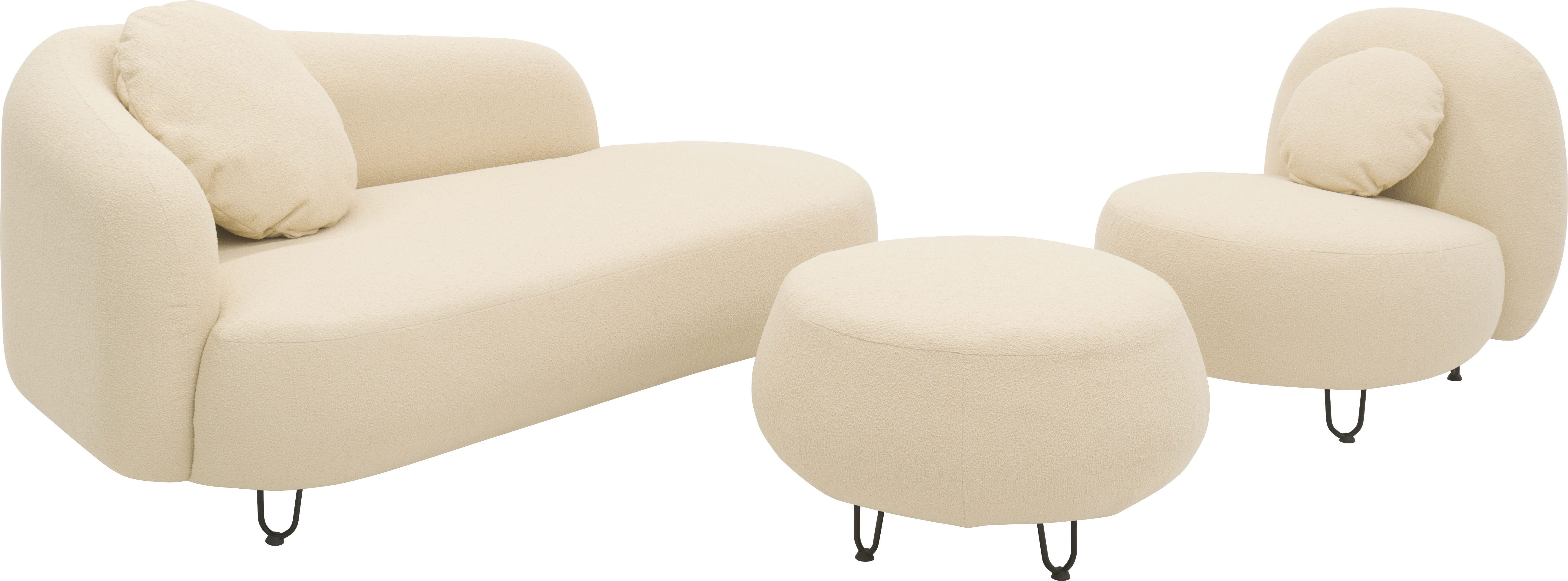 DOMO collection Polstergarnitur Poika Bezug Fellimitat, (3-tlg), Formschönes Outdoor-Highlight, ideal für Balkon, Terrasse, Garten