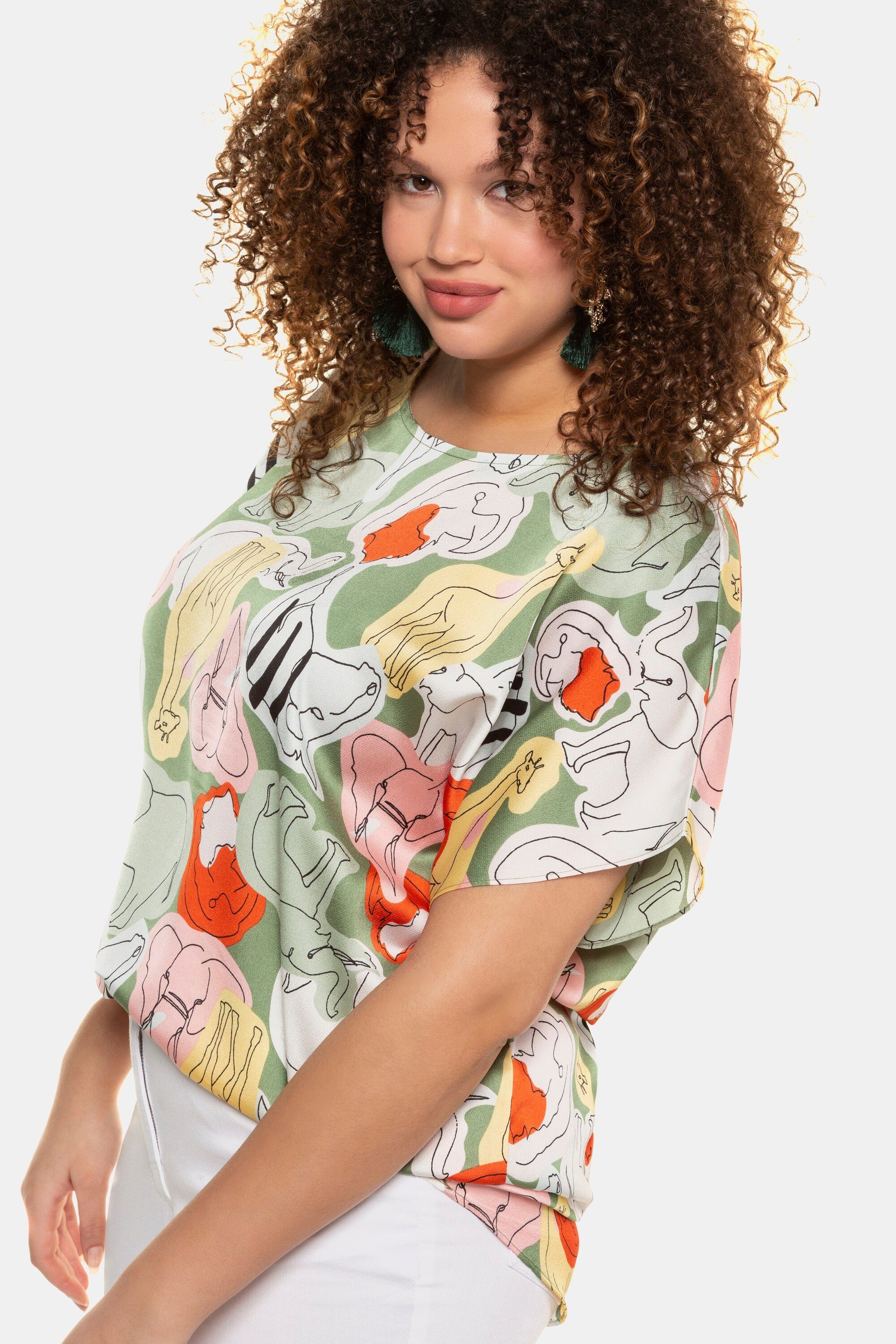 Studio Untold Hemdbluse Shirtbluse Tiermuster Boxy-Style