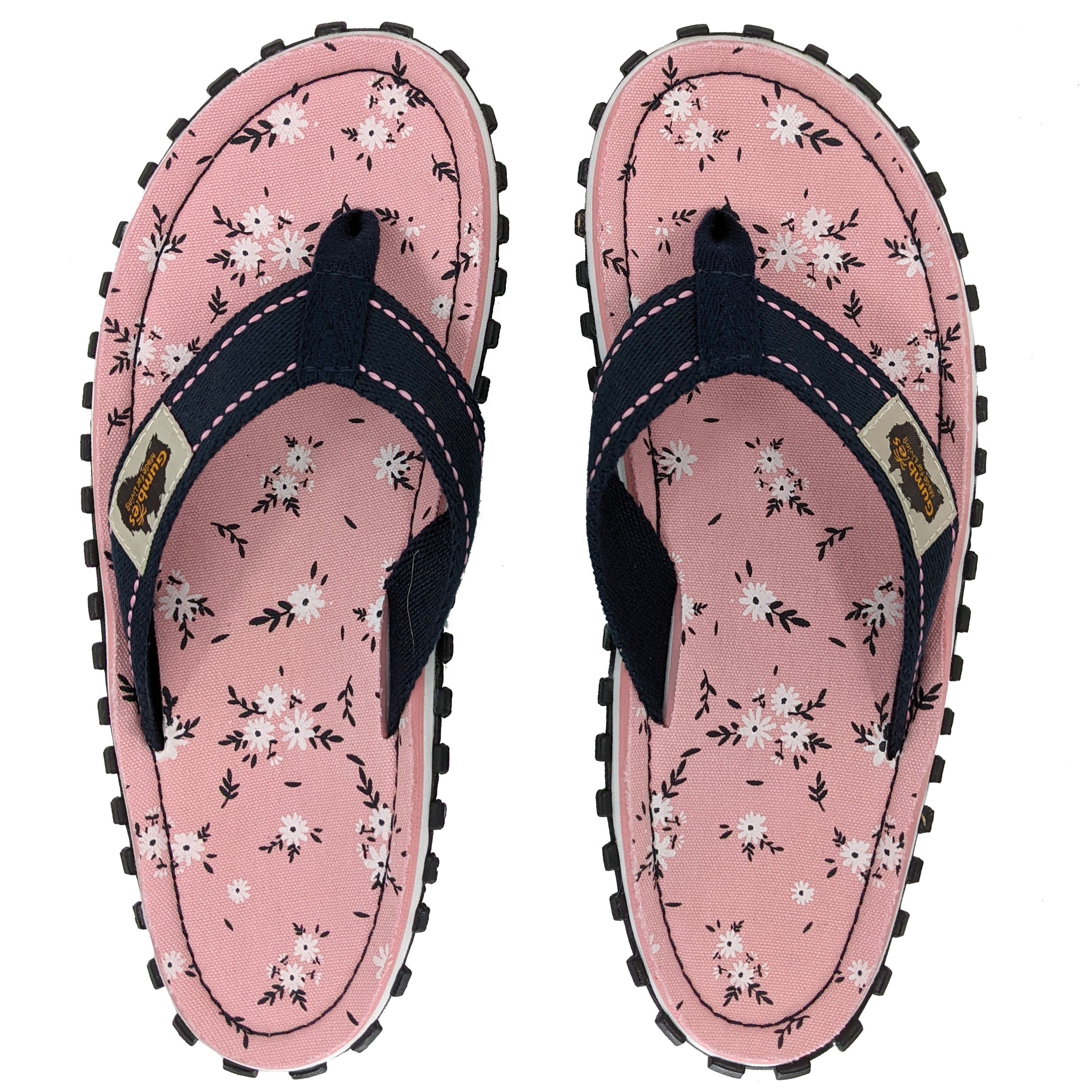 Gumbies Original in Ditsy T-Strap-Zehentrenner aus recycelten Materialien hergestellt, stabile Gummisole
