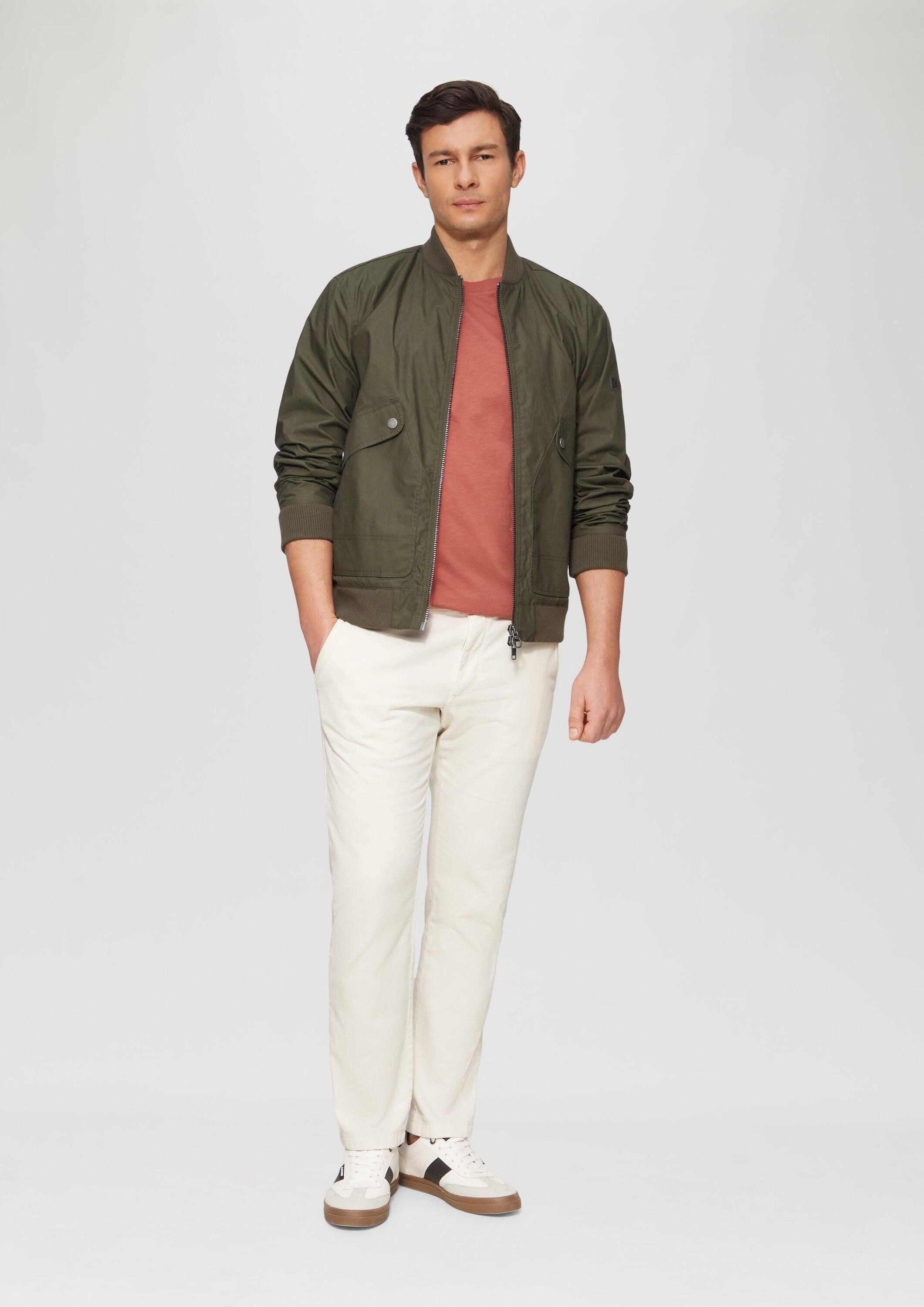 s.Oliver Kurzarmshirt T-Shirt T-Shirt mit Flammgarnstruktur und Logo-Print