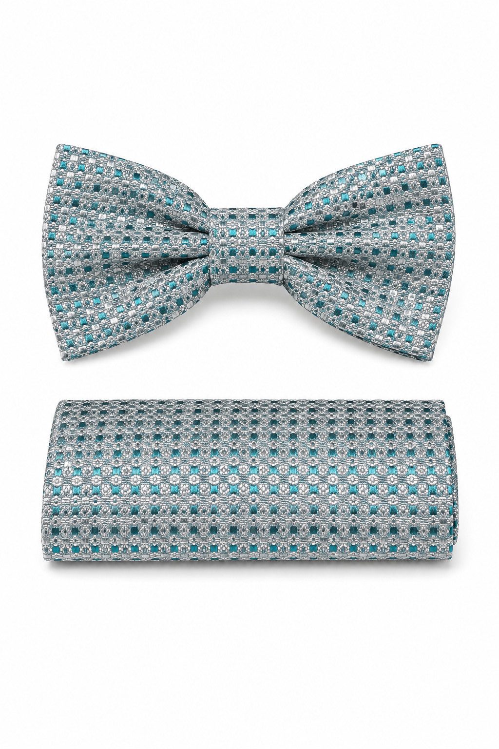 Prince Bowtie Fliege - Set Fliege Einstecktuch - Seidenfliege gemustert