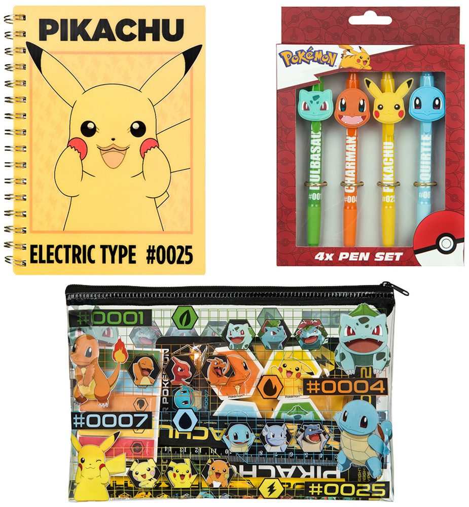 UNDERCOVER Notizbuch Pokémon, inkl. 4 Kugelschreiber sowie Schreib- und Bastelutensilien