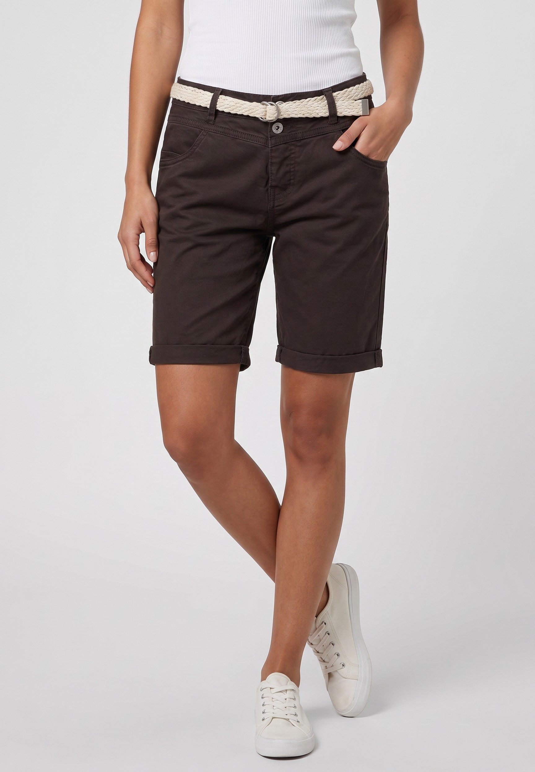 Bermudas Damen Shorts mit Gürtel