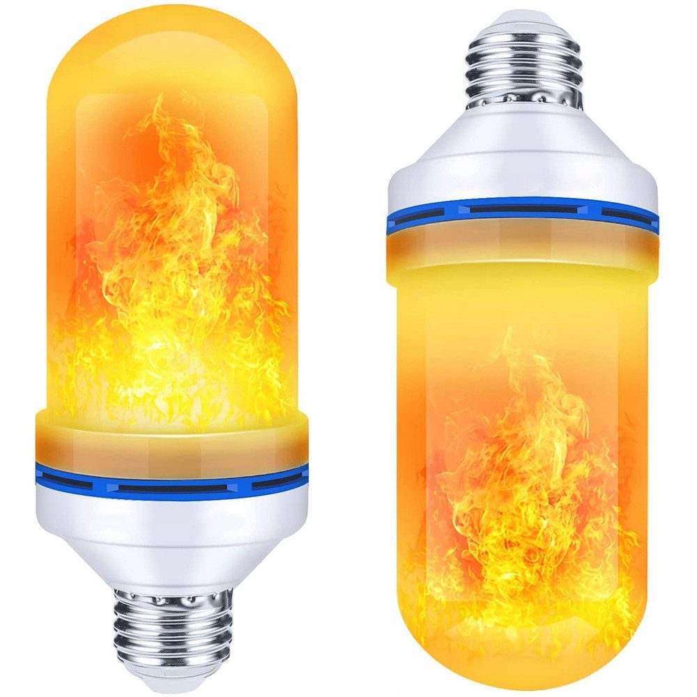 VERK GROUP LED Dekolicht LED Flammenlampe E27 9W Flacker Effekt 1er oder 4er Set, LED-Flammenlampe, Leistung: 9 W, Sockel: E27, Effekt: Flackernder Flammeneffekt, ca. 1800 K, Warmweiß, Flammeneffekt, Realistischer Flammeneffekt, Schwerkraftsensor