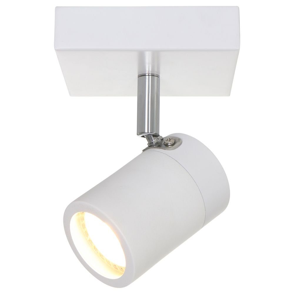 click-licht LED Deckenstrahler LED Spot Upround in Weiß und Chrom 4,6W 350lm GU10 IP44, keine Angabe, Leuchtmittel enthalten: Ja, LED, warmweiss, Deckenstrahler, Deckenspot, Aufbaustrahler