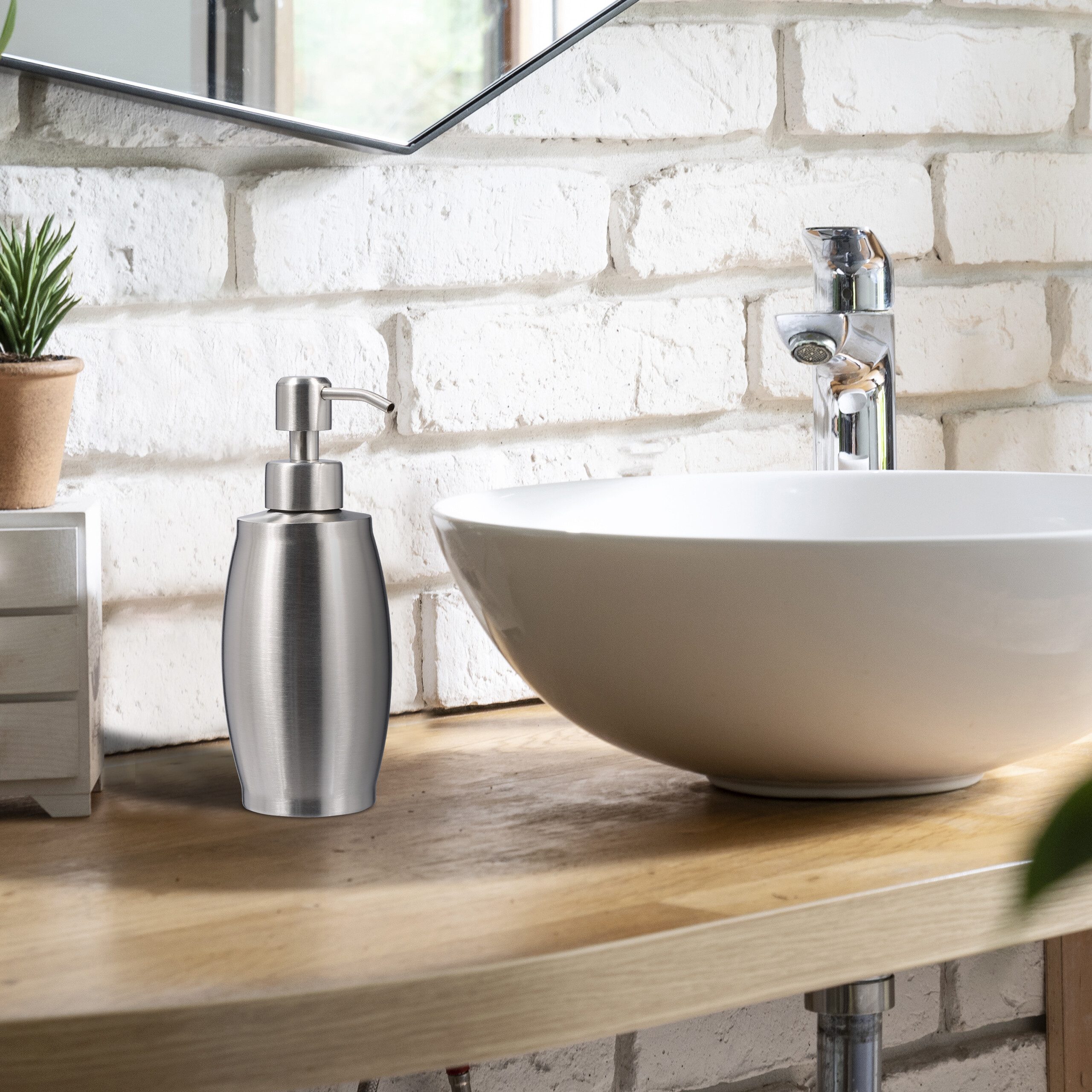 relaxdays Seifenspender Edelstahl 350 ml, silber günstig online kaufen