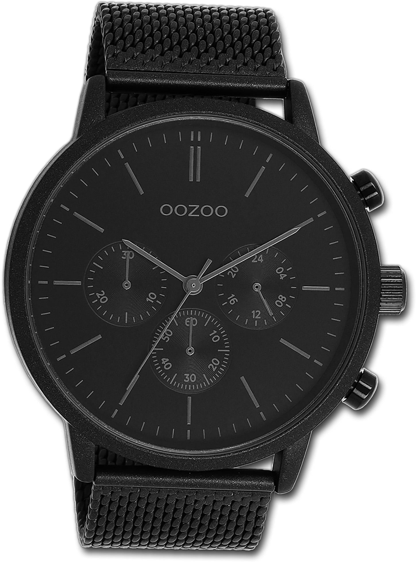 Quarzuhr Metallarmband Armbanduhr Herren Herrenuhr rundes Gehäuse, schwarz, groß extra OOZOO Timepieces, (ca. 50mm) Oozoo